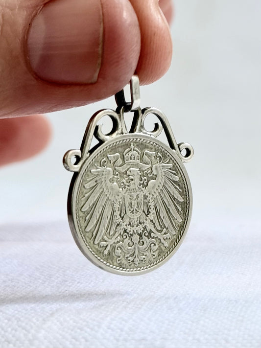 .1913 .10 Pfennig antique German Love Token sweetheart coin pendant