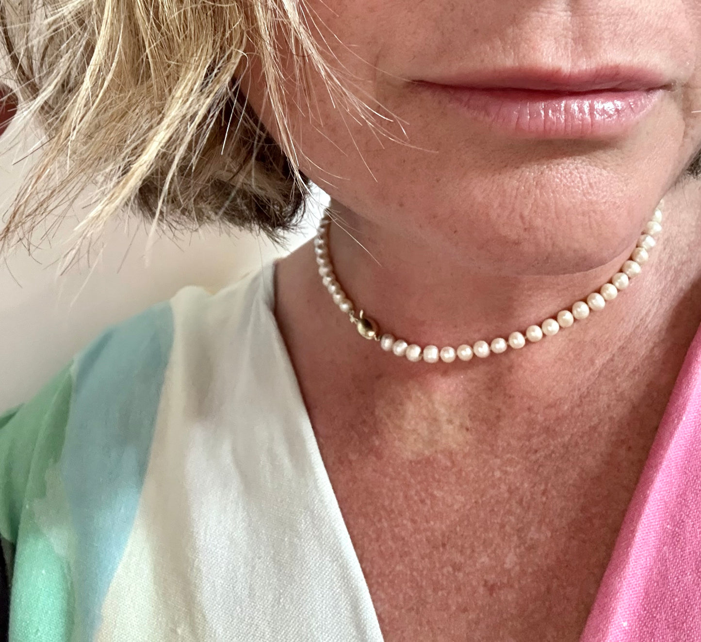 .375 .40cm long .9ct gold heirloom pearlescent pearl string of luxury real pearls necklace