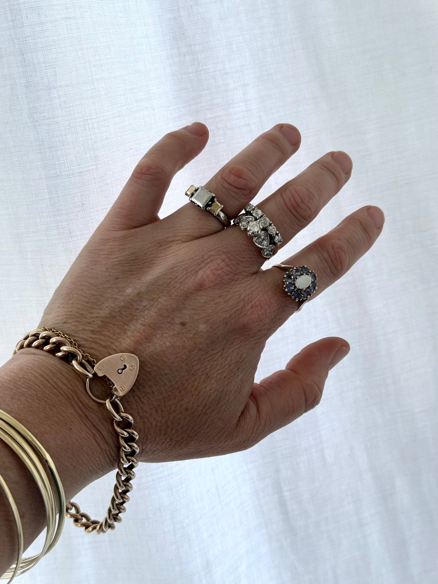 .10ct .417 solid gold 8mm chunky wide curb chain and oversized heart padlock heirloom heavy rose gold bracelet