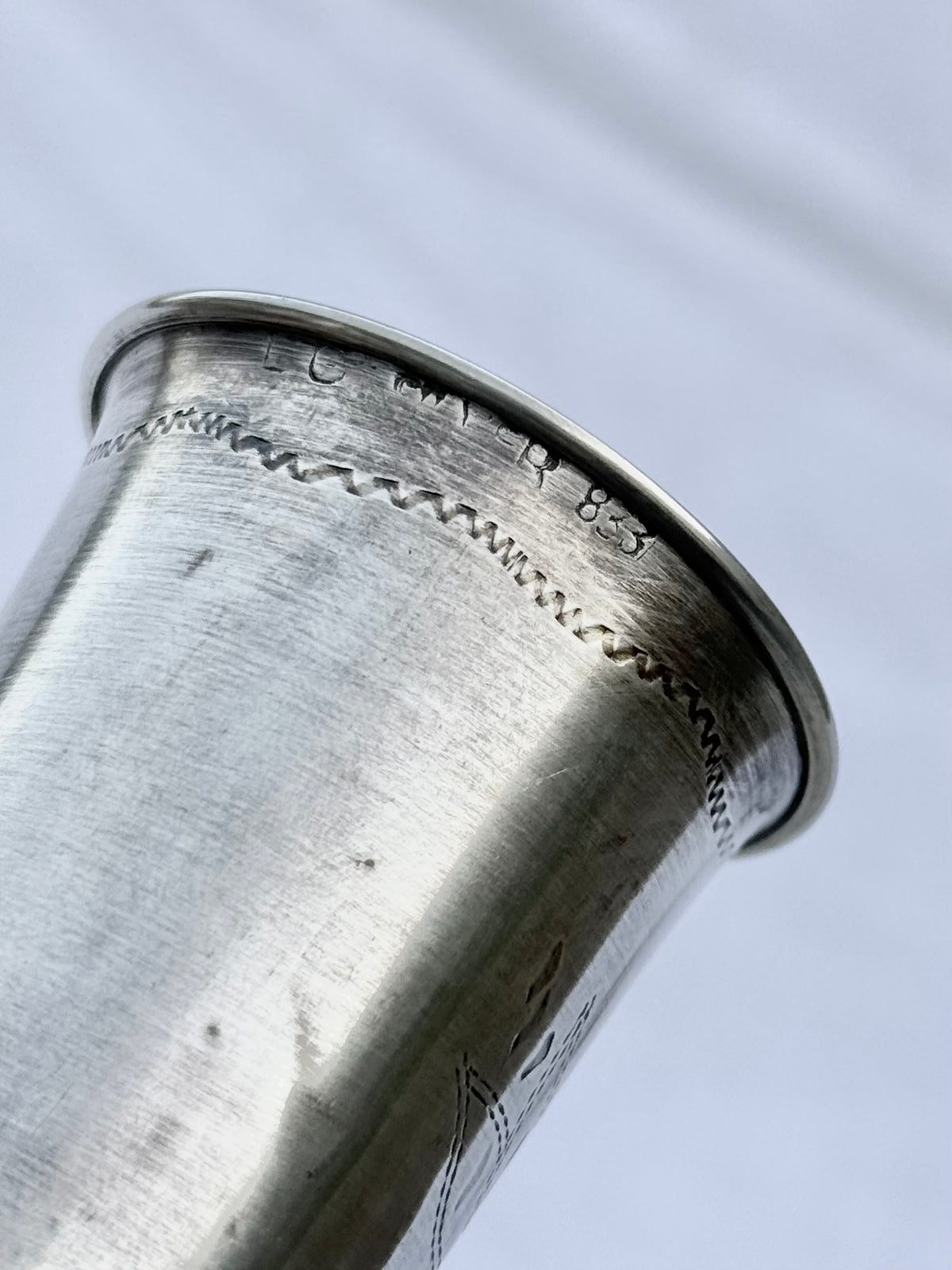 .1920s 1930s .833 antique silver Kiddush Jewish heritage silver cup. An exceptional  heritage piece