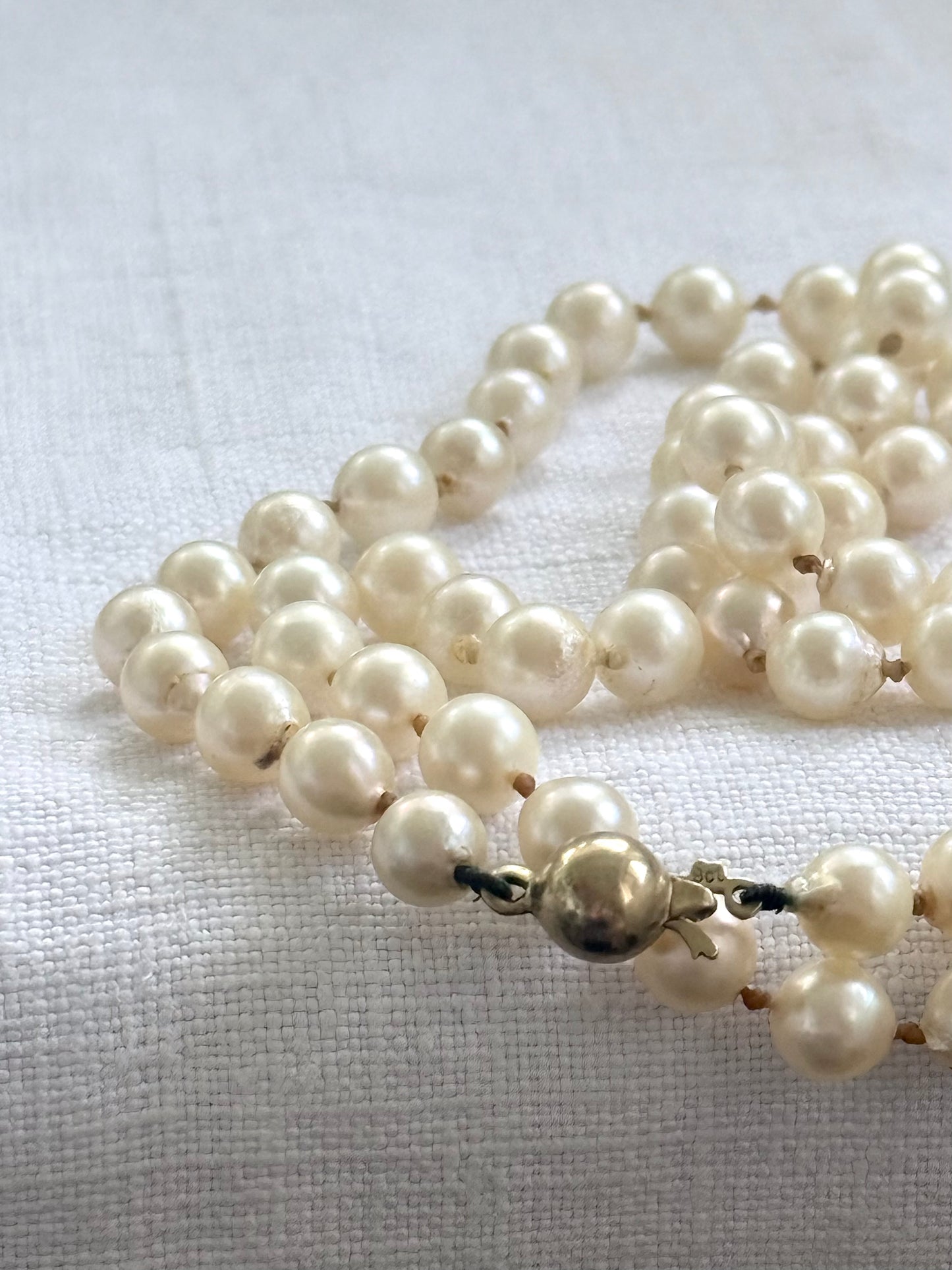 .375 .53cm long .9ct gold heirloom pearlescent pearl string of luxury real pearls necklace