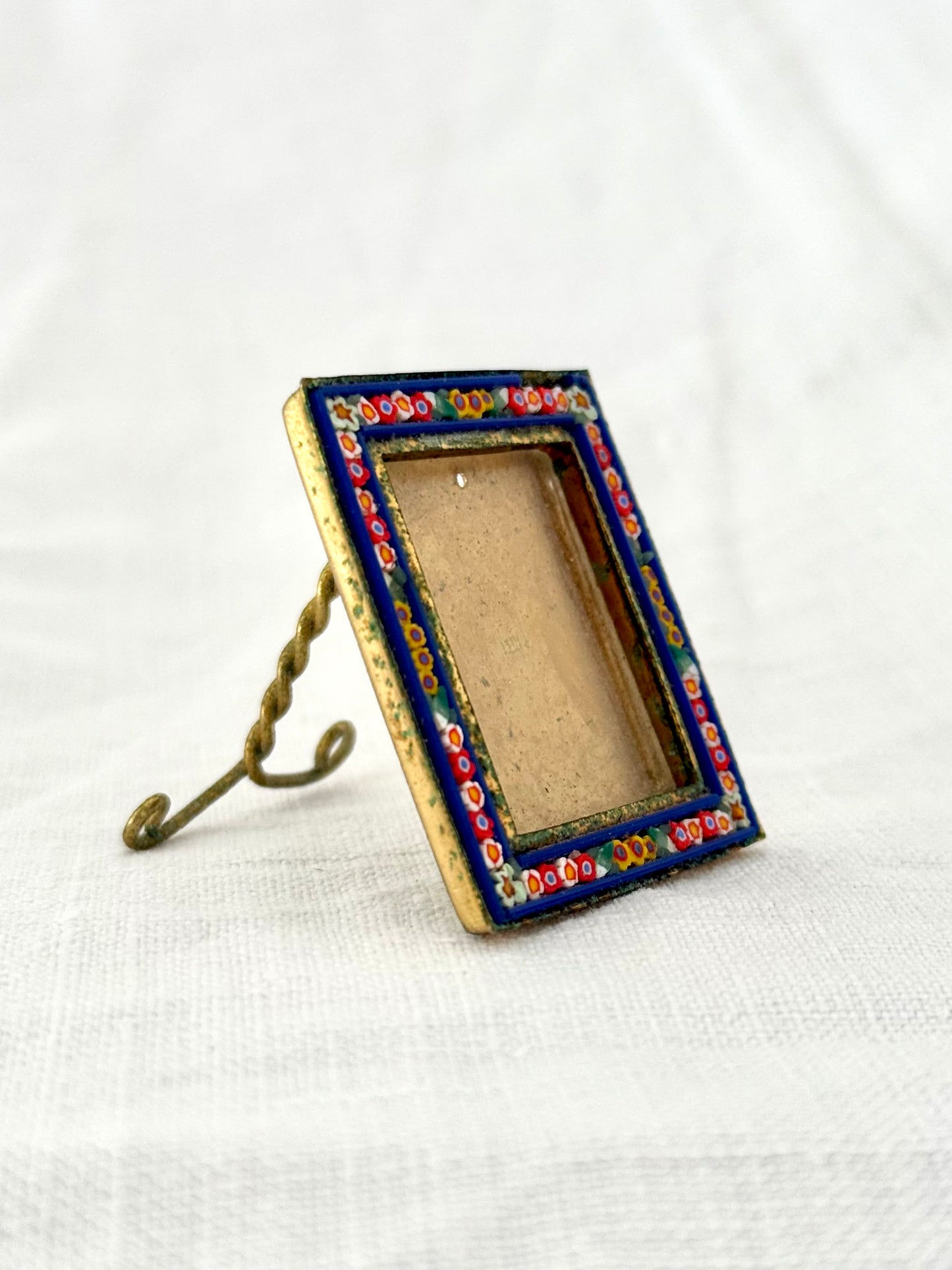 .1960s .1970s Italian Miniature Micro Mosaic Tiny Brass picture frame