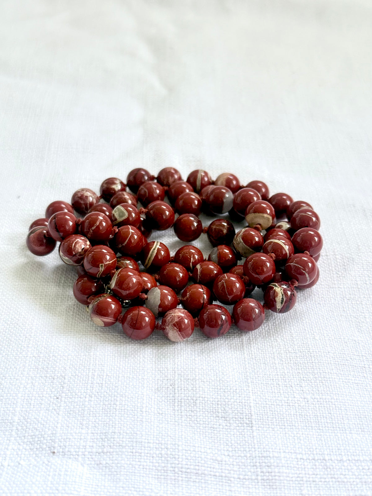 .75cm long Red Jasper gemstone bead boho lux necklace