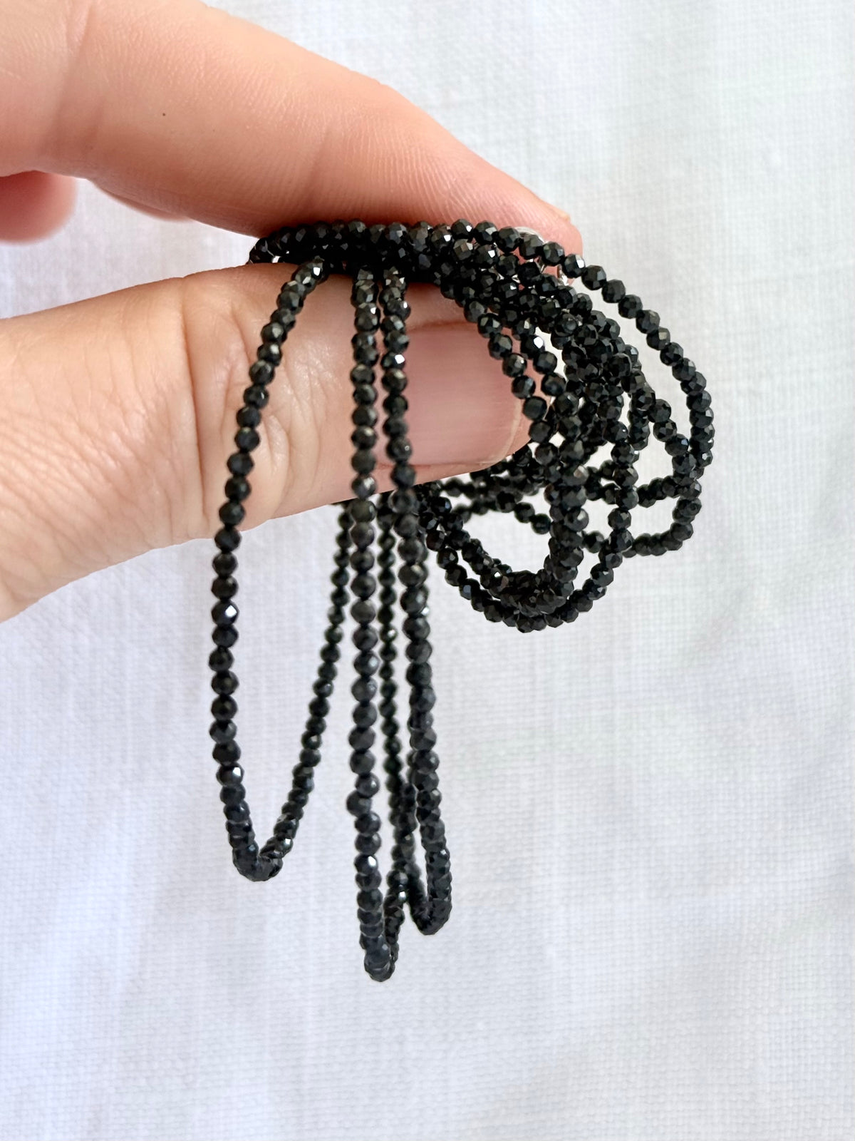 .3strand .925 silver black onyx Natural Faceted micro onyx gemstone Bead multi strand glitzy gemstone Necklace