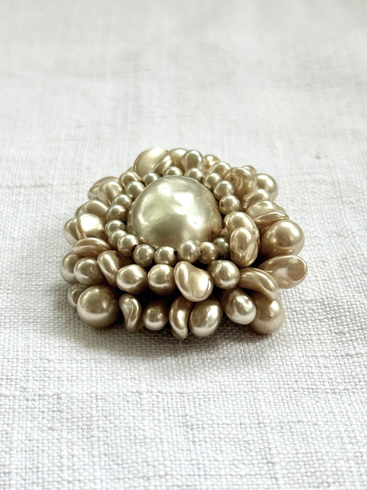 .1940s .1950s .925 French cluster faux glass pearl costume silver Louis Rousselet Rhondelle pendant