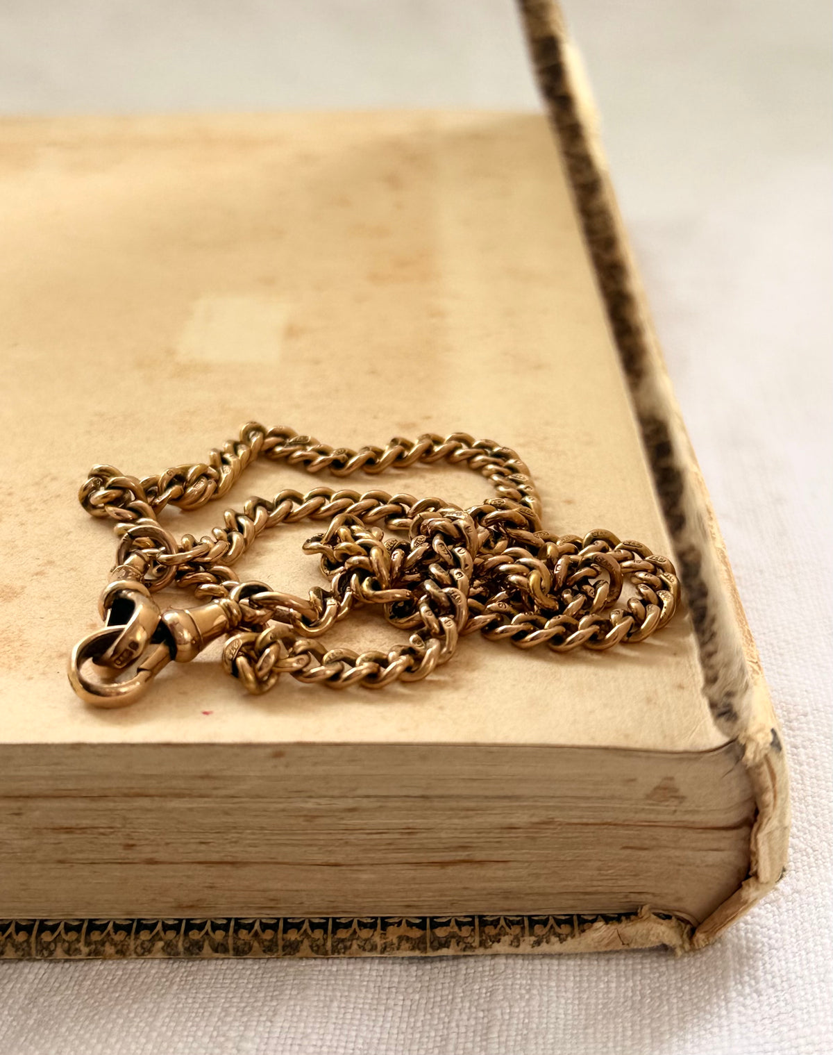 .1920 .375 .9ct antique desirable Edwardian graduated solid gold hallmark 375 gold fob chain necklace