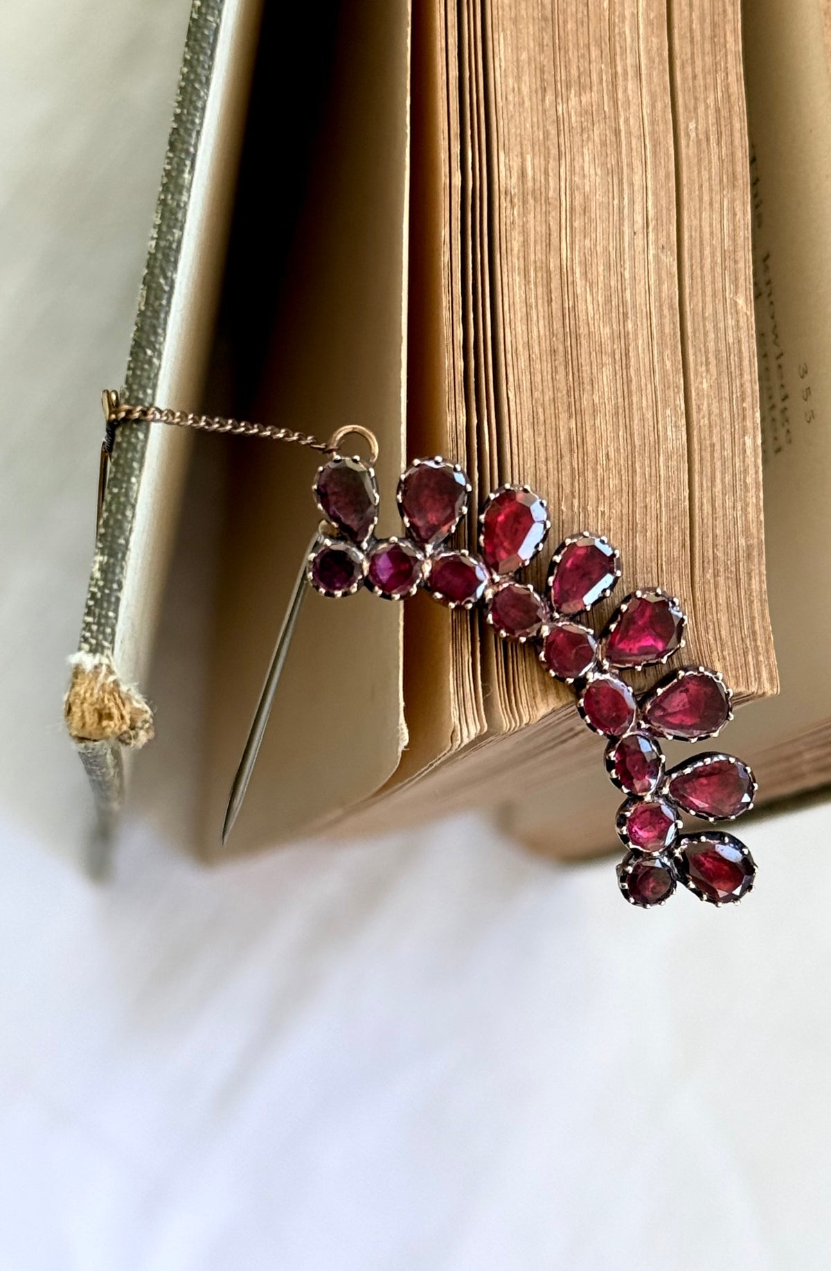 .14ct .1800s antique Georgian flat top Garnet gemstone heirloom gold tiara brooch