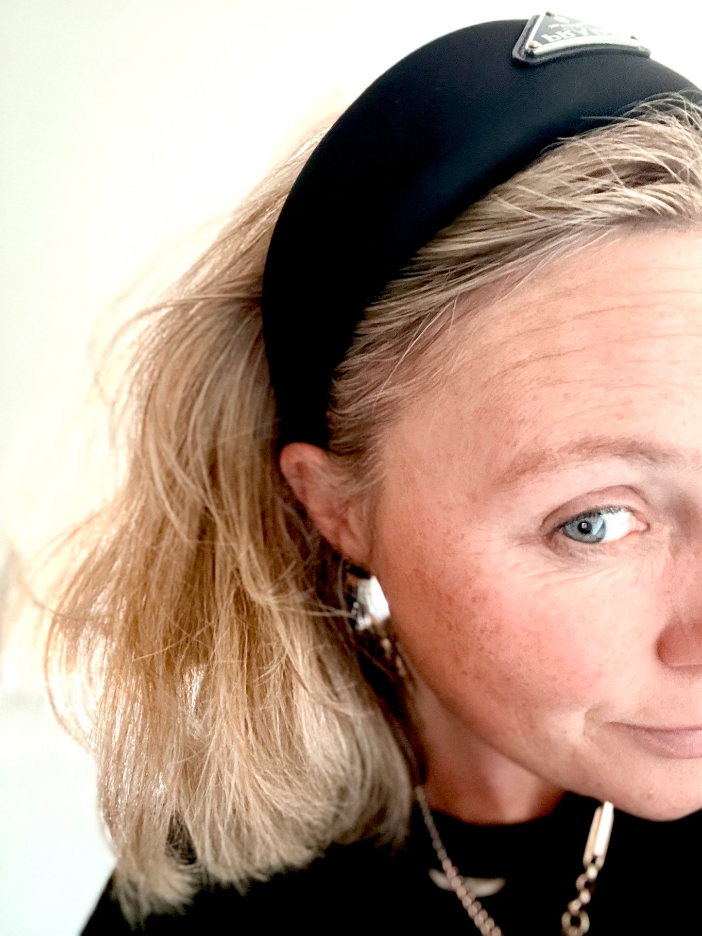 .1990s .2000s designer PRADA black hair accessory Triangle logo RE-NYLON oversized puffy headband