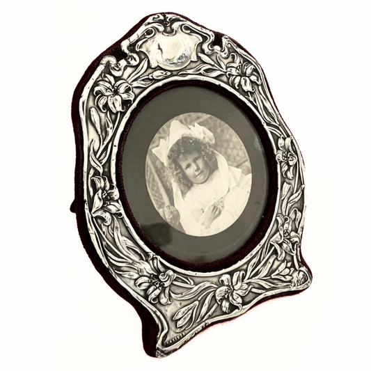 1905 Edwardian Art Nouveau antique sterling silver hallmark circa 1905 floral photo frame