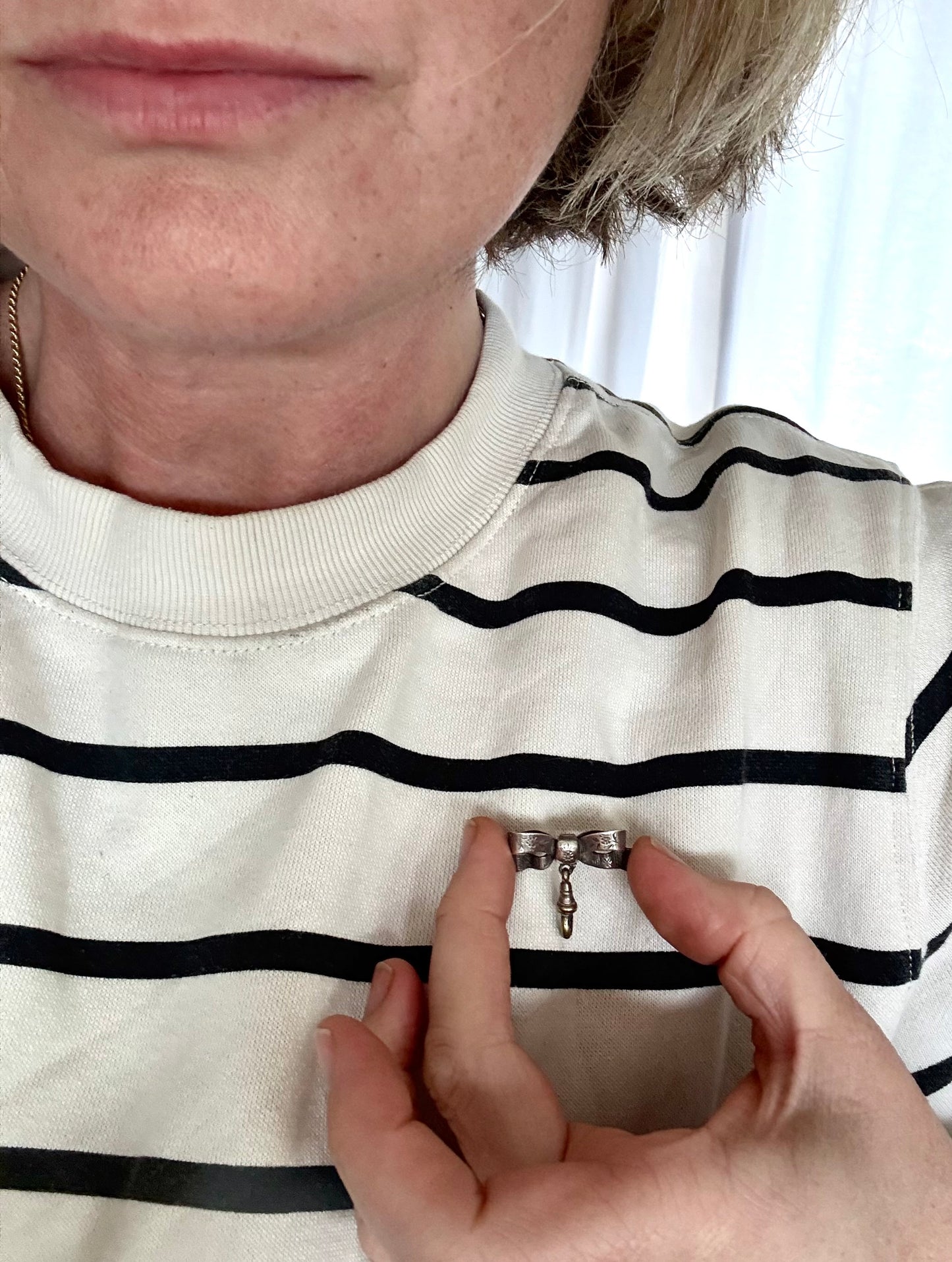 .1912 .925 antique Bow Ribbon original Chester hallmark silver sweetheart lapel fob watch brooch pin