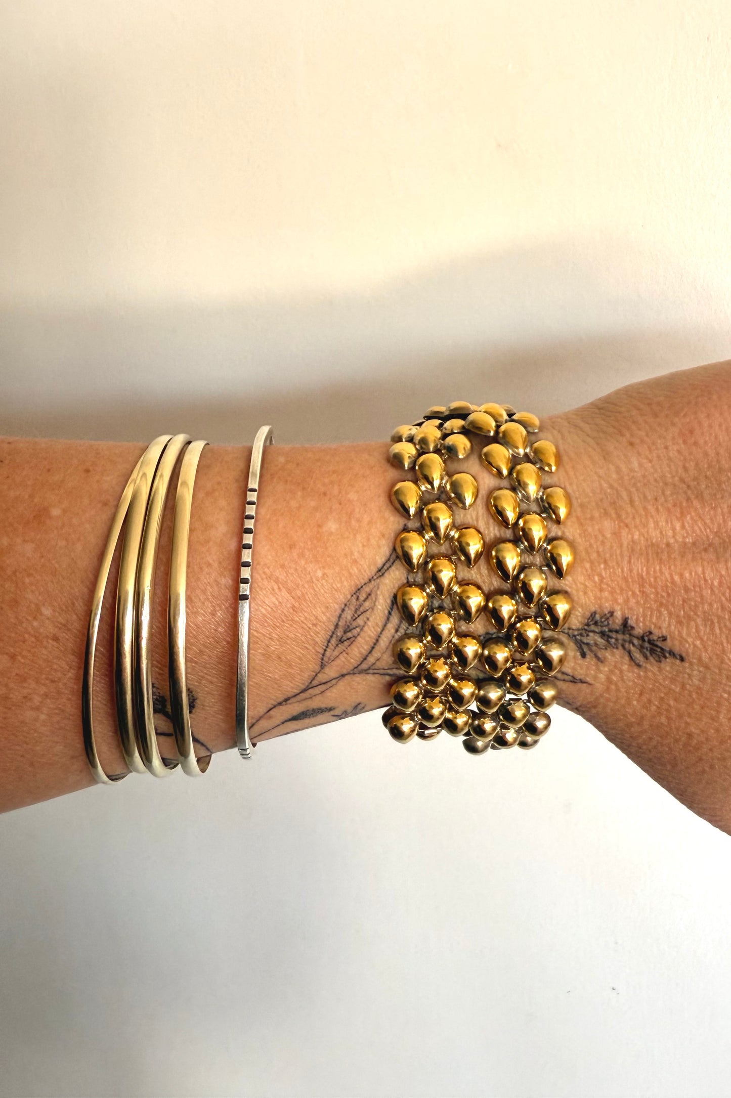 .1950s .835 gold fill modernist choker chain European silver fancy form necklace