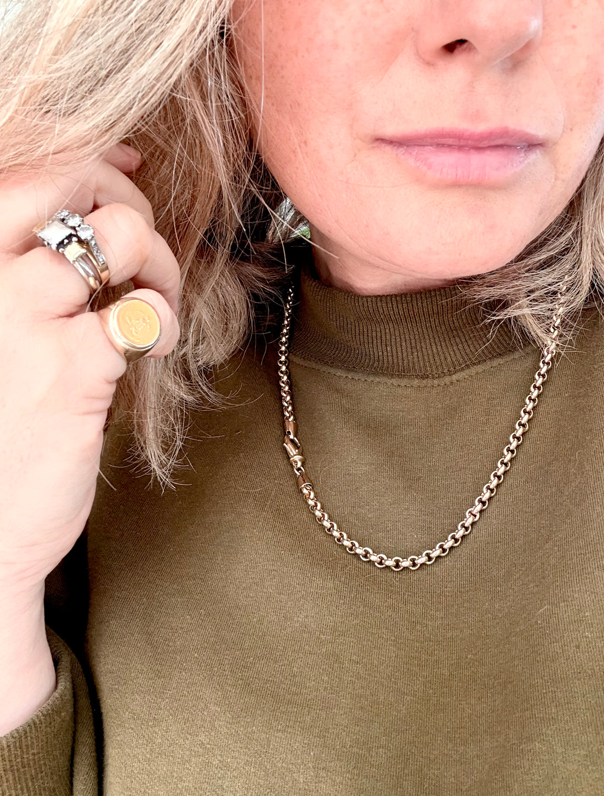 .1980s .1990s .375 classic gold luxury Italian rolo modernist chunky yellow 9ct gold thick luxurious gold rolo round Italy UNOAERRE designer cable chain necklace