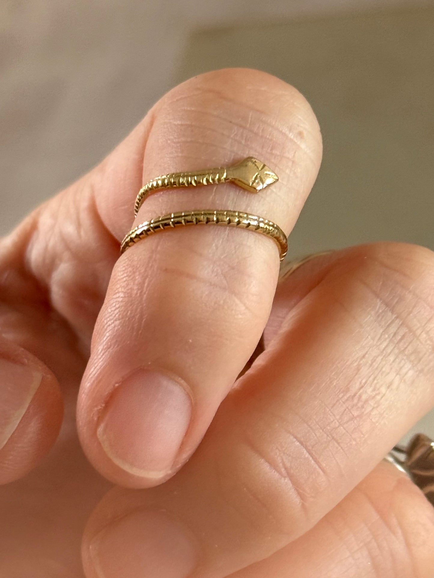 .1910s .1920s .20ct .833ct Arts & Crafts hand made high carat gold coiled serpent snake ring