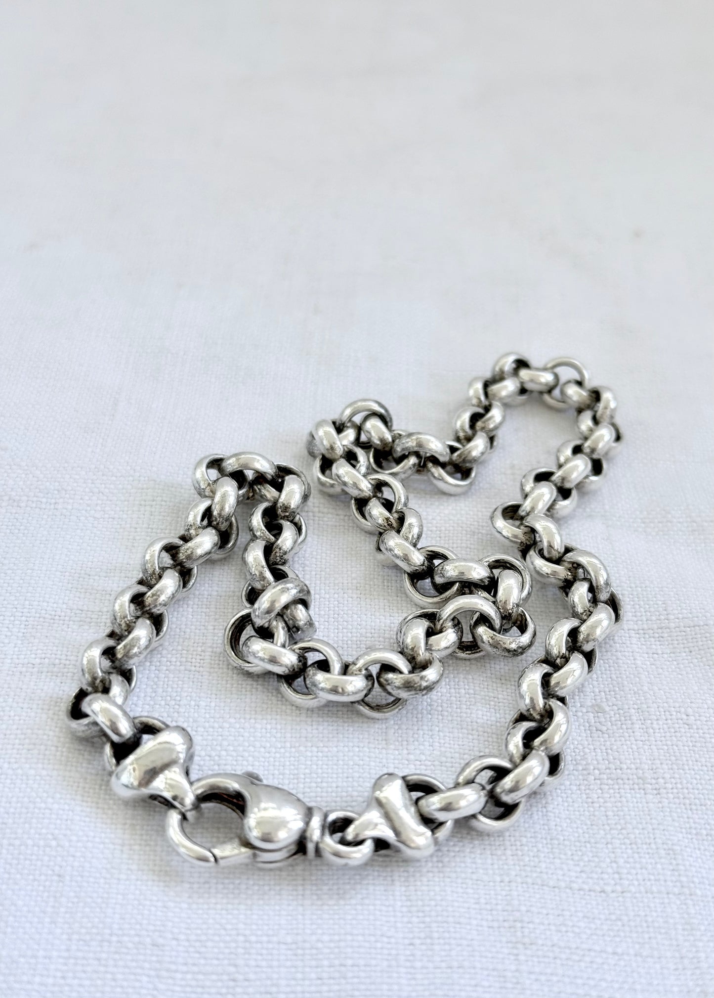 .925 classic modernist silver set chunky sterling silver oversized Rolo link modern lobster clasp modern silver chain necklace