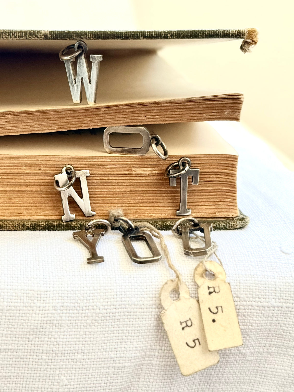 .925 vintage N capital letter pendants