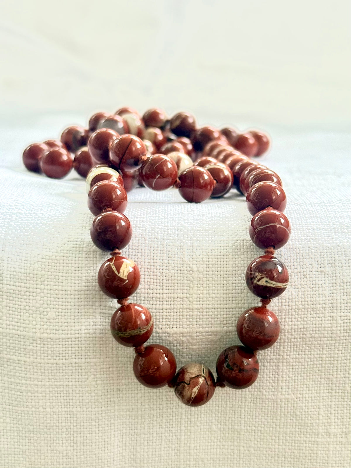 .75cm long Red Jasper gemstone bead boho lux necklace