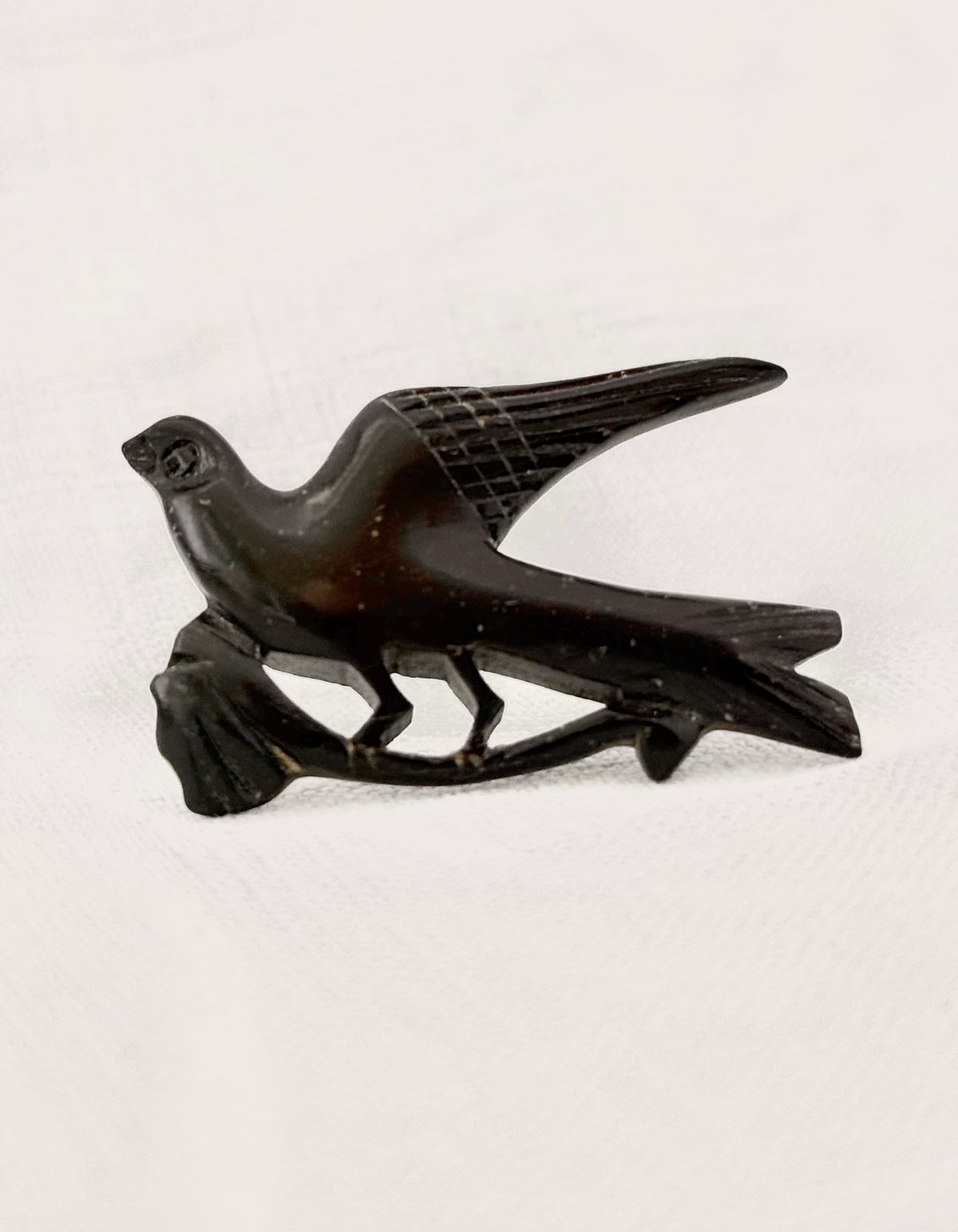 .1890s .1900s antique hand carved Victorian revival Swallow Swift Bird wooden wood carved sweetheart brooch pin