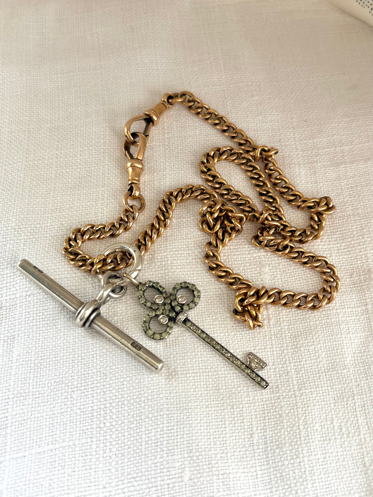 .1920 .375 .9ct antique desirable Edwardian graduated solid gold hallmark 375 gold fob chain necklace