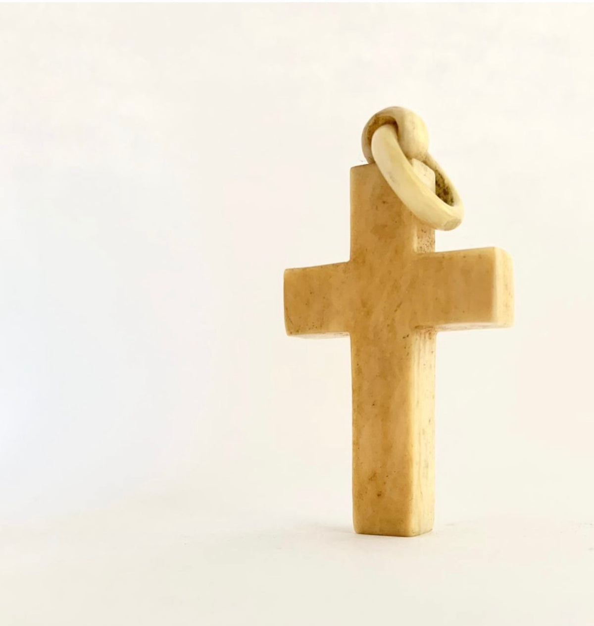 .1880s .1890s antique Victorian pre ban ivory hand carved cross pendant