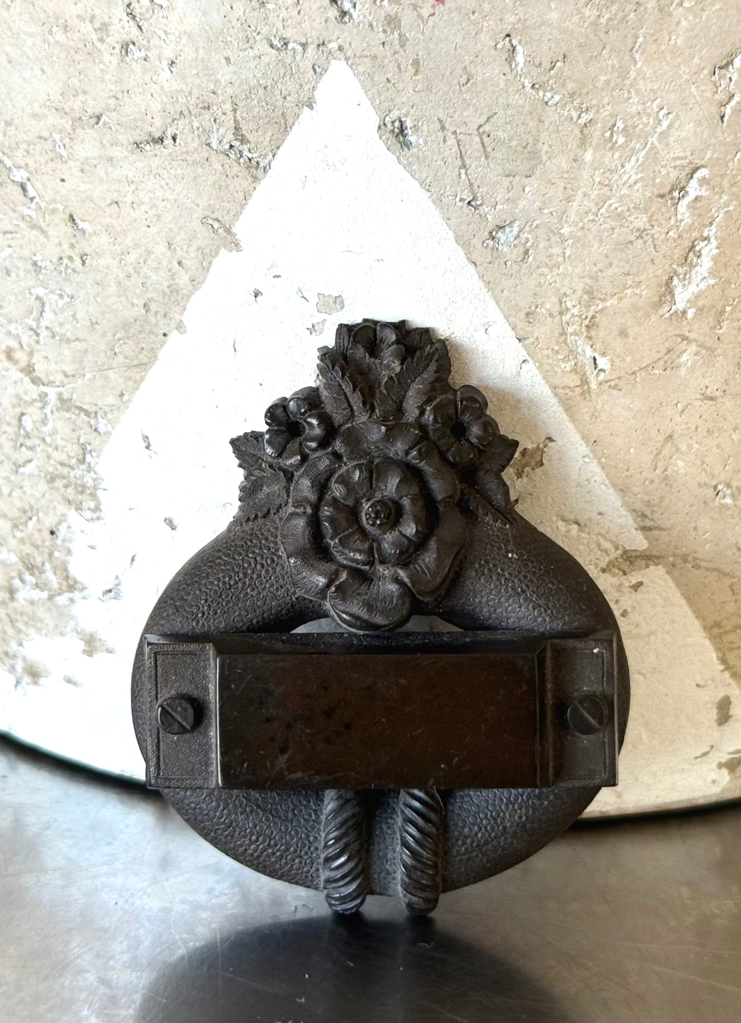.1860s .1890s antique Bog Oak Victorian floral and garter historic Mourning brooch