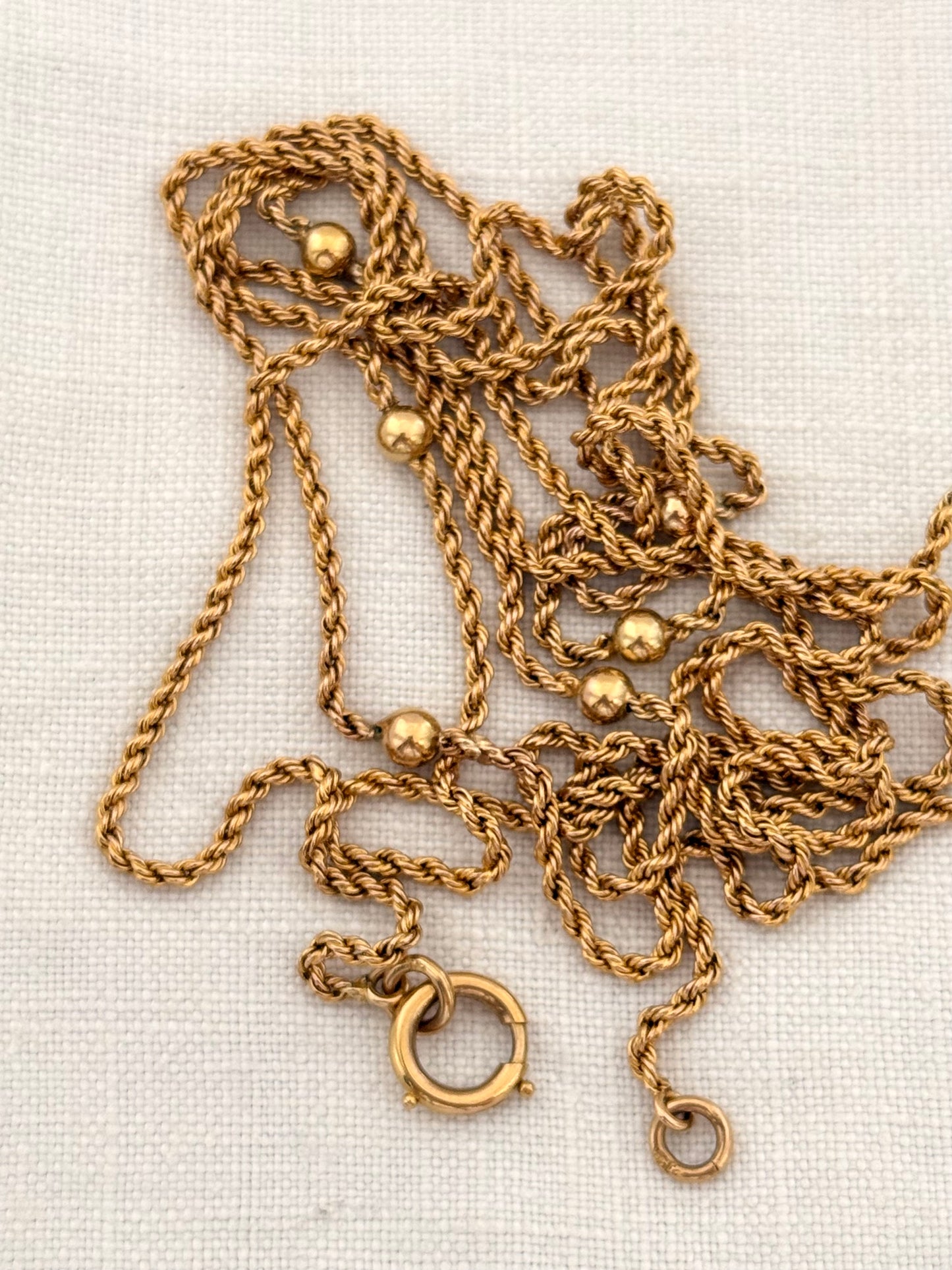 .1890s .1900s .18ct .138cm antique Edwardian high carat gold long beautiful rope weave longuard muff chain collectors necklace