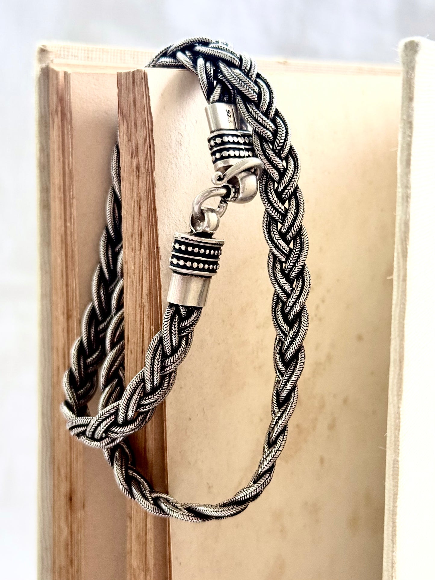 .1960s .1980s Indian Rajasthan sterling silver artisan tribal braided rope weave collectors necklace