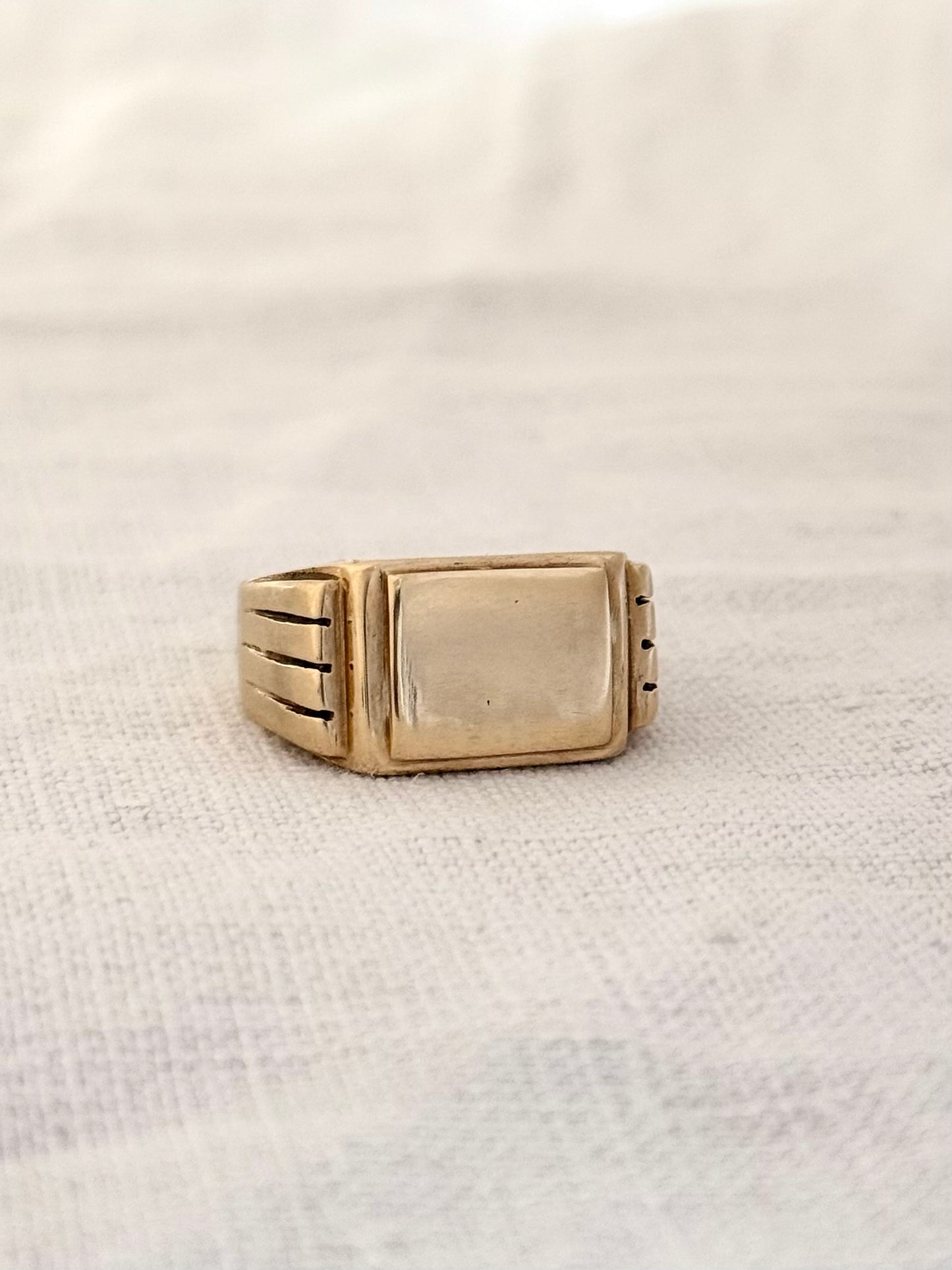 .1950s .1960s .375 .9ct architectural magnificent yellow gold mid century modern solid gold signet seal gold heirloom ring