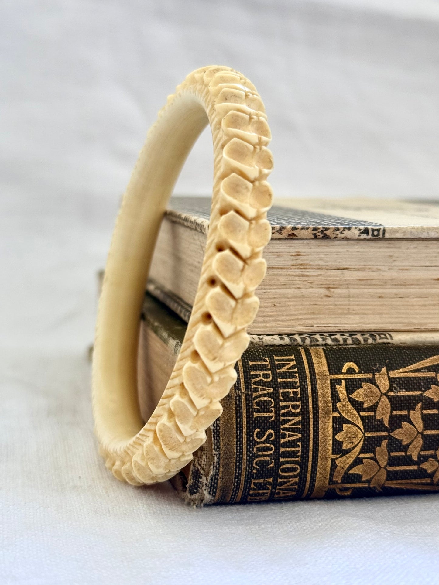 .1800s antique Victorian Romantic hearts love token pre ban ivory bone hand carved Victorian hearts finely pierced high detail carved ivory bone heirloom stack bangle