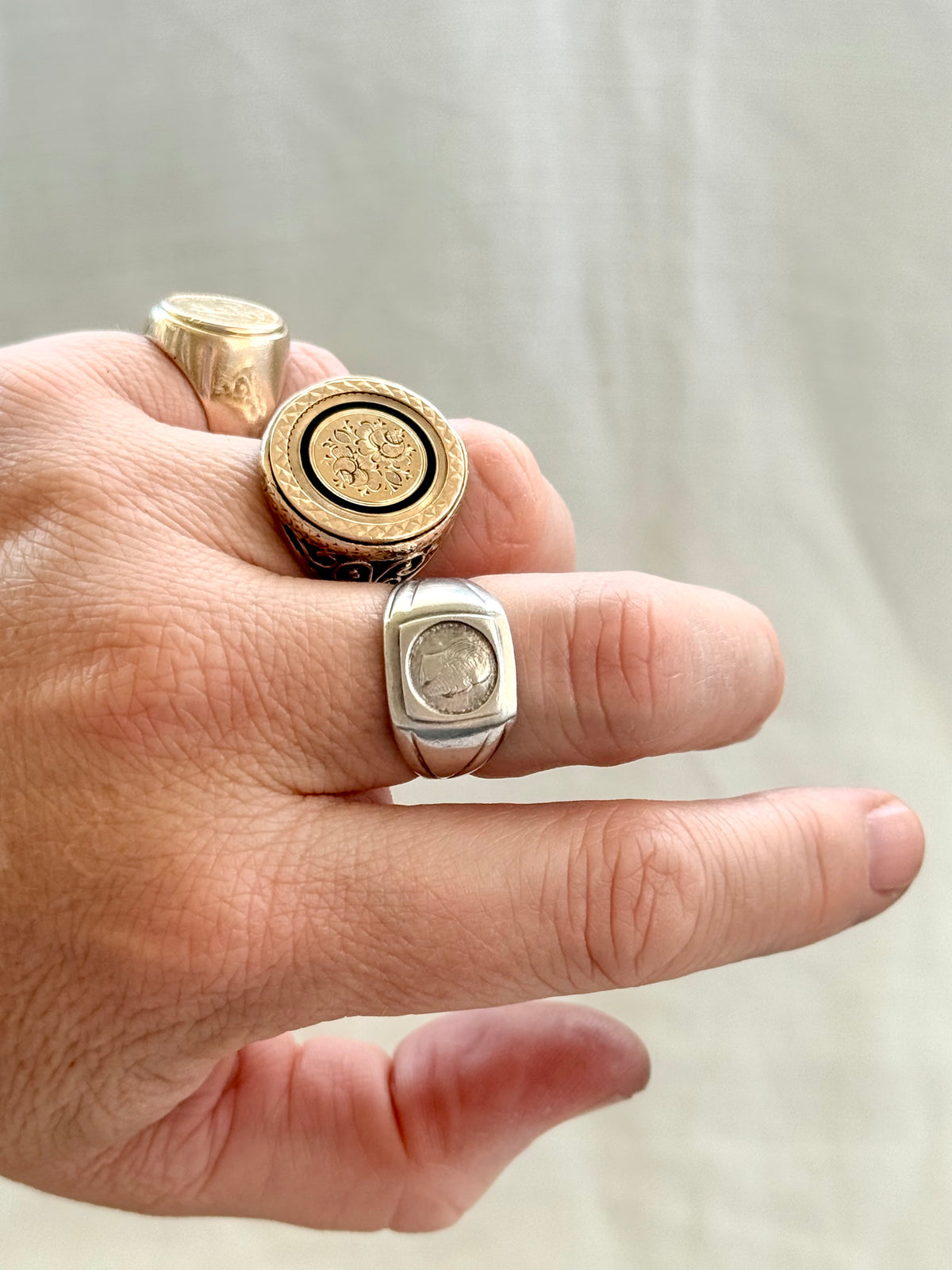 .1970s .925 silver classic revival Mexican Emperor Maximilian silver signet seal ring