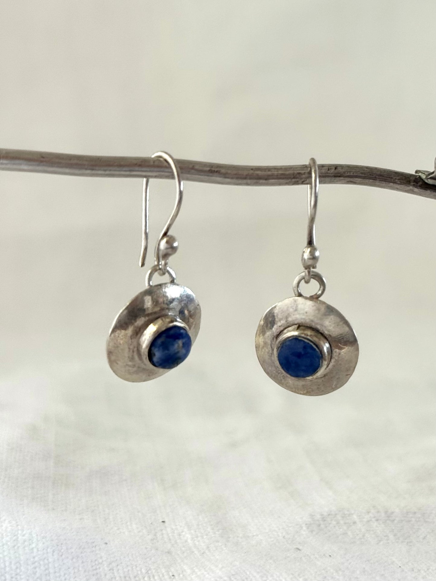 .925 Lapis Lazuli artisan made drop dangle earrings