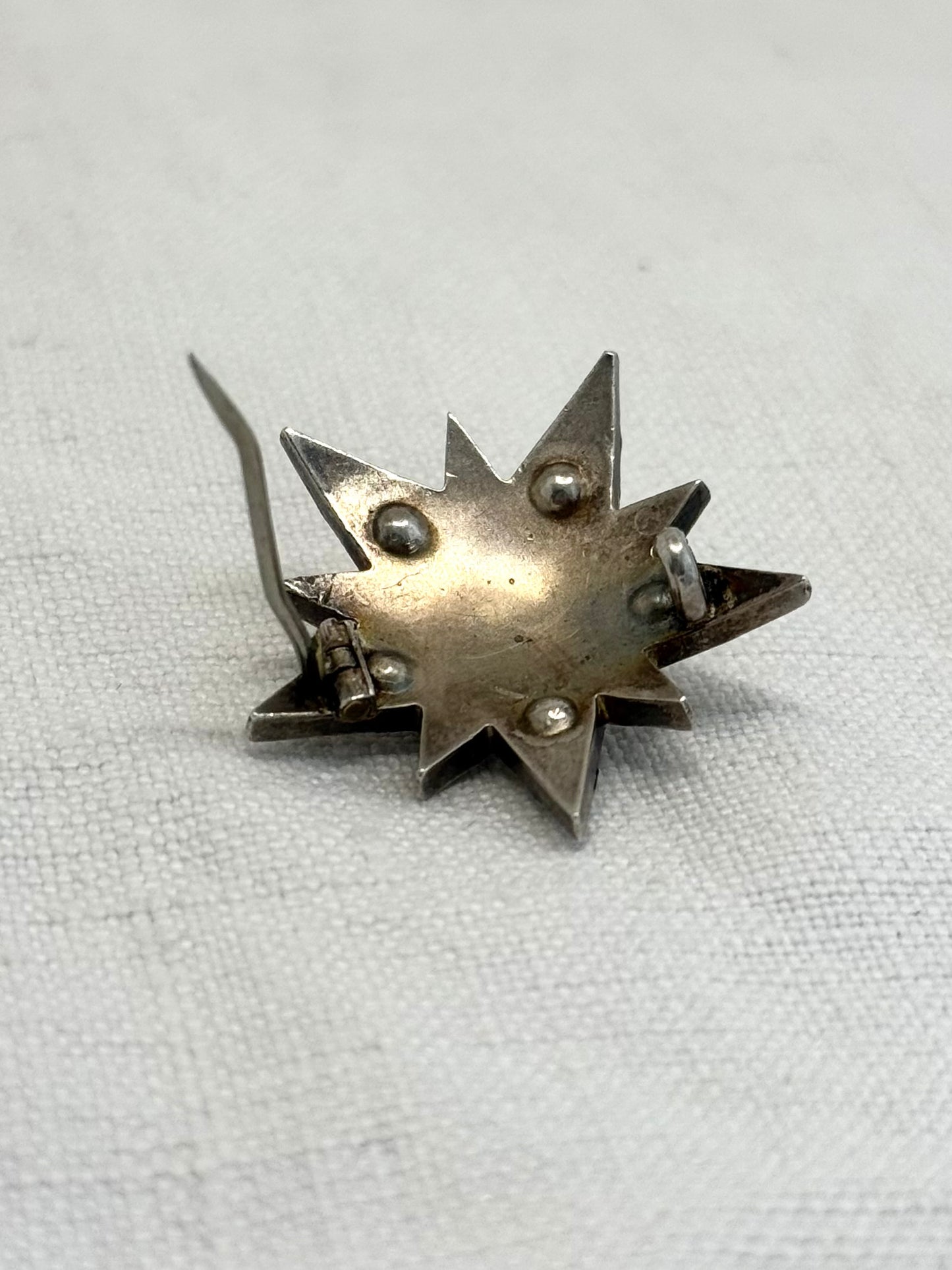 .1890s .1900s antique .925 silver Victorian Edwardian Celestial starburst star bright hand cut paste gemstone true antique star brooch