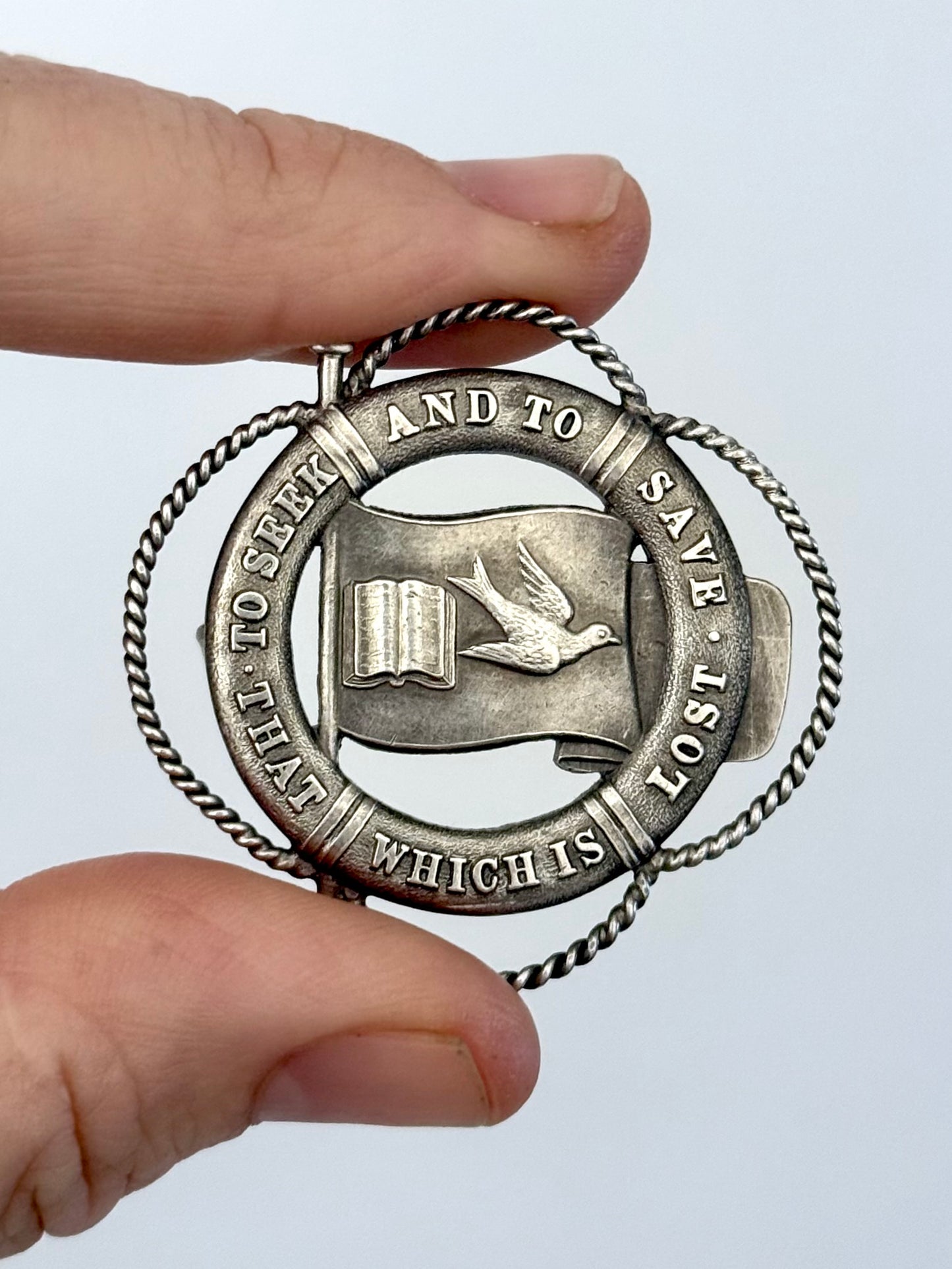 .1901 .925 antique Birmingham sterling silver Sweetheart large sentimental Victorian Edwardian token brooch pin