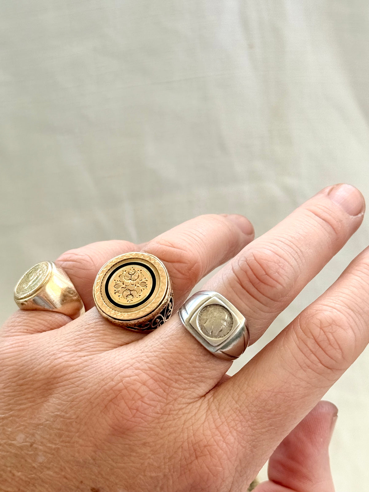 .1970s .925 silver classic revival Mexican Emperor Maximilian silver signet seal ring
