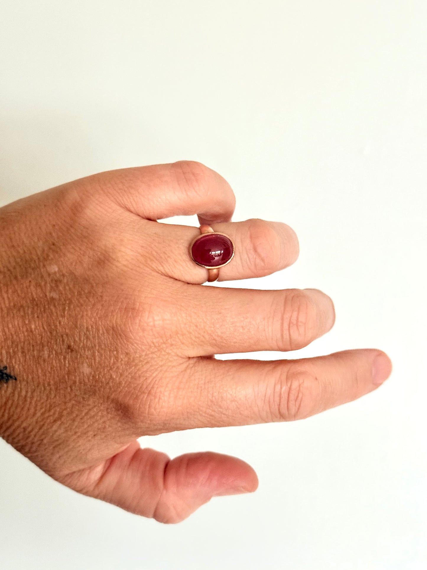 .15ct .1912 antique 3ct Pink Tourmaline cabochon gemstone treasured Chester England hallmarked 15ct gold high carat rose gold pink stone ring
