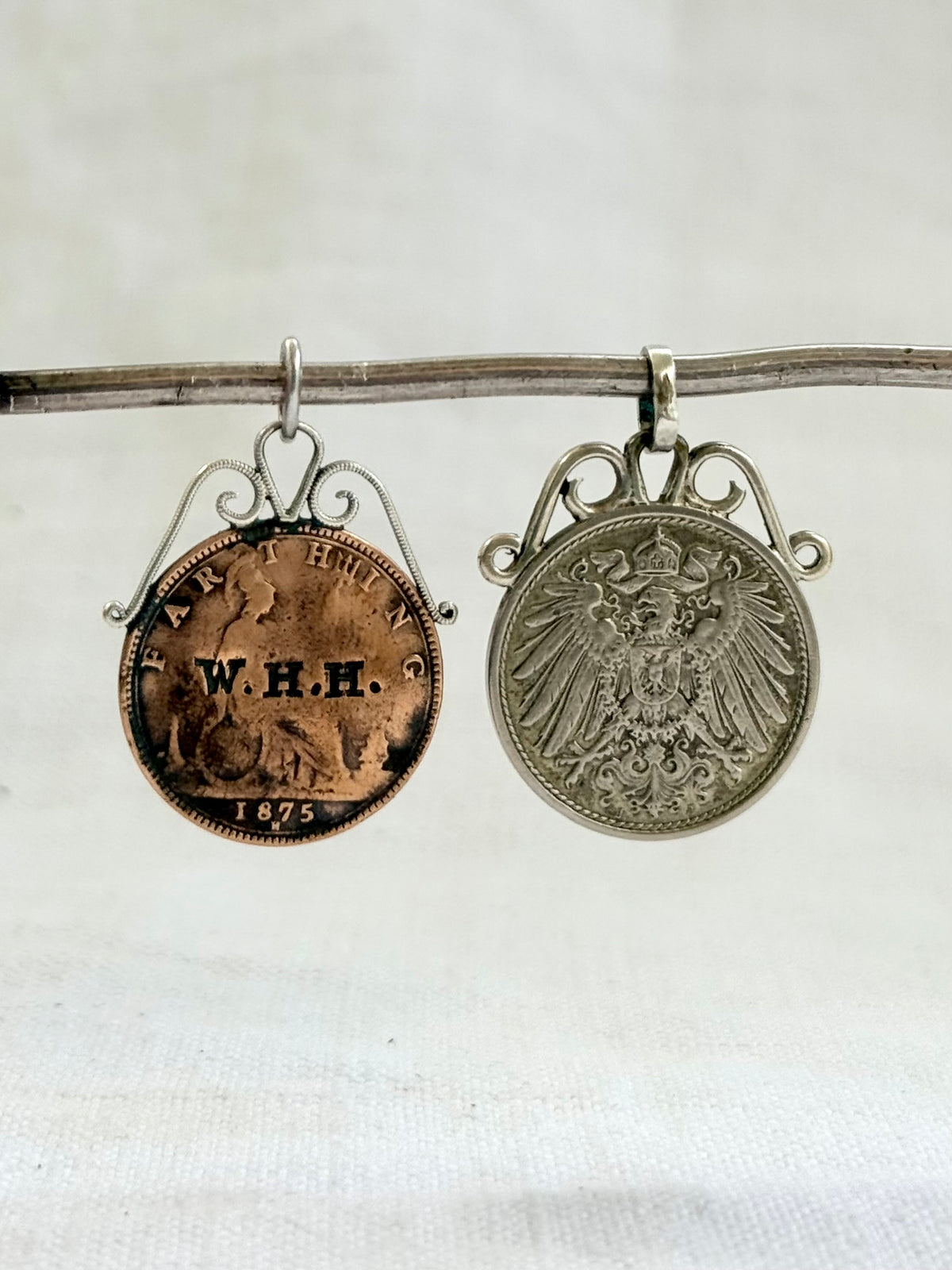 .1913 .10 Pfennig antique German Love Token sweetheart coin pendant