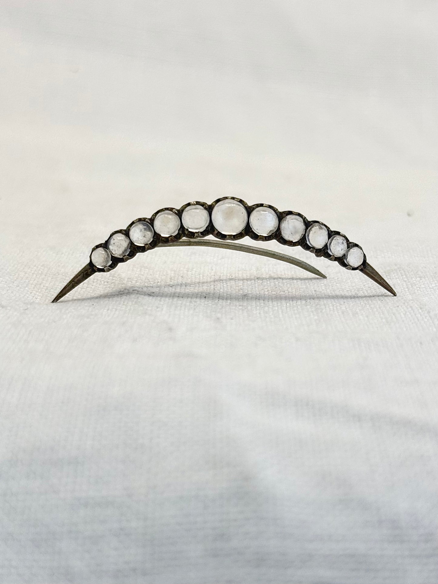 .1880s .1890s .1900s antique beautiful Moonstone half crescent celestial moon collectors brooch