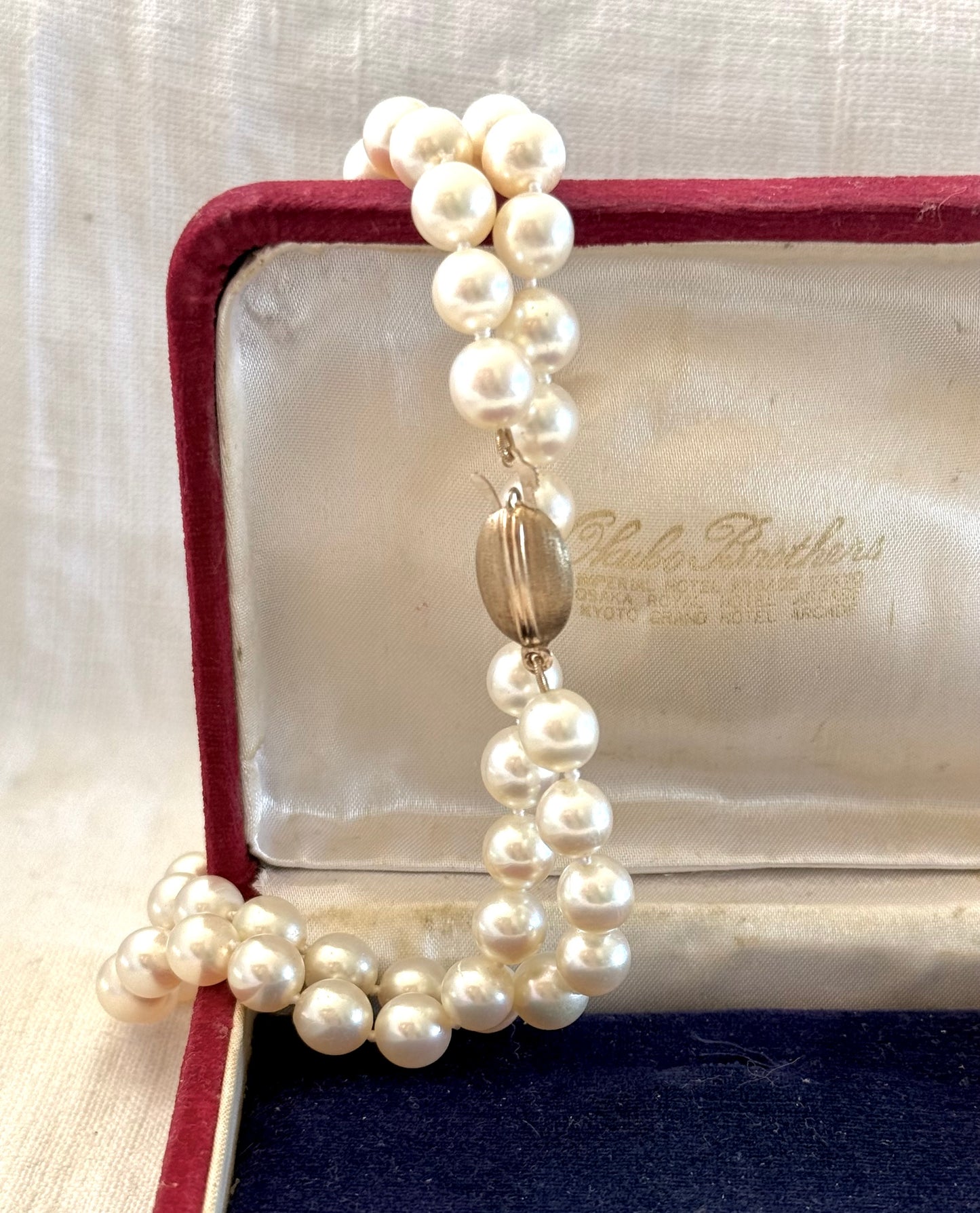 .375 .57.2cm long Akoya luxury large pearl necklace with studio crafted .9ct gold clasp heirloom pearlescent cream pearl string of real pearls necklace