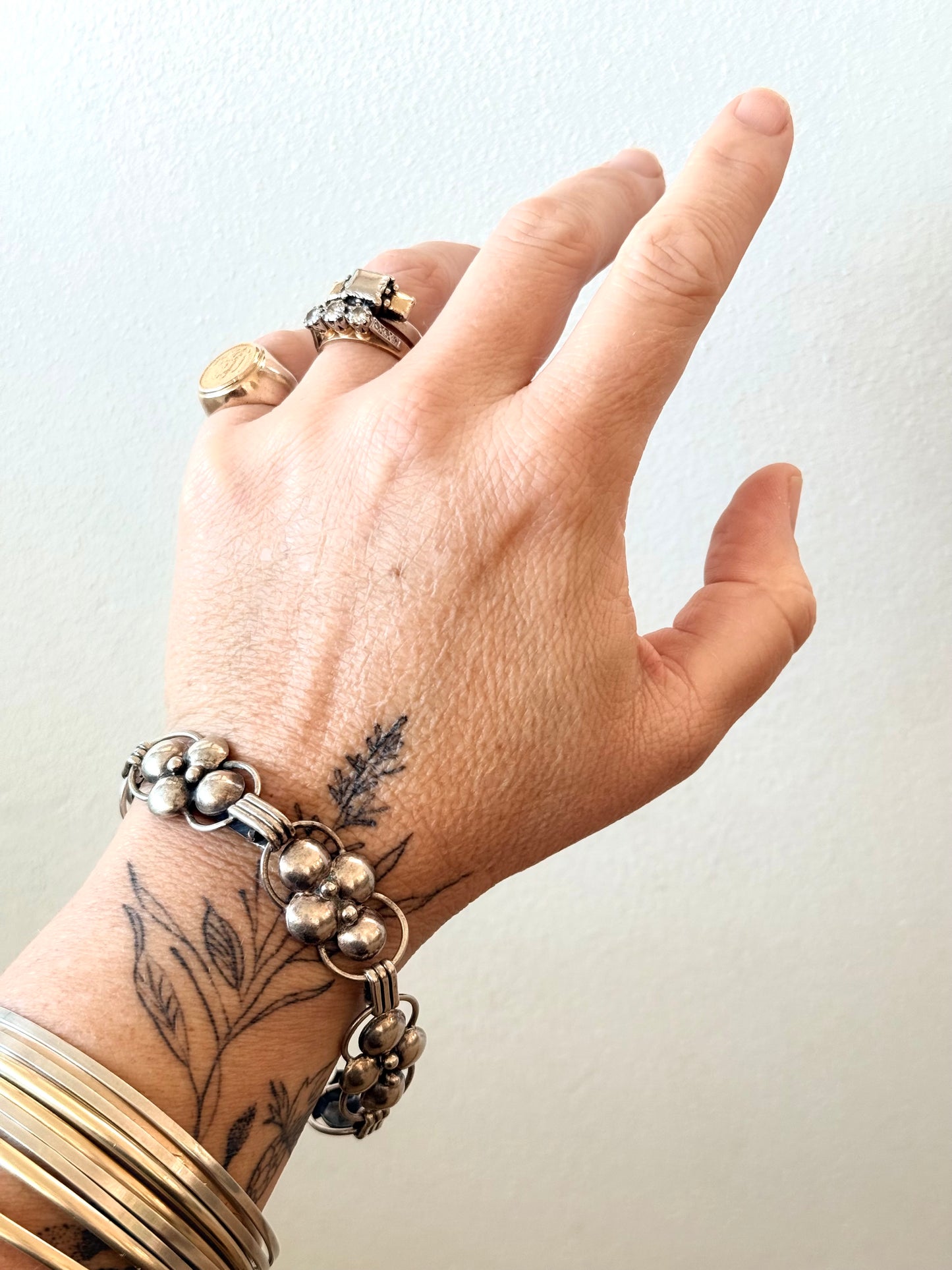 .1940s .1950s .925 Candida designer Collectors Mid 20th century Sterling Silver collectors Joe Calafato Candida geometric form modernist heirloom South African artisan abstract flower form bracelet