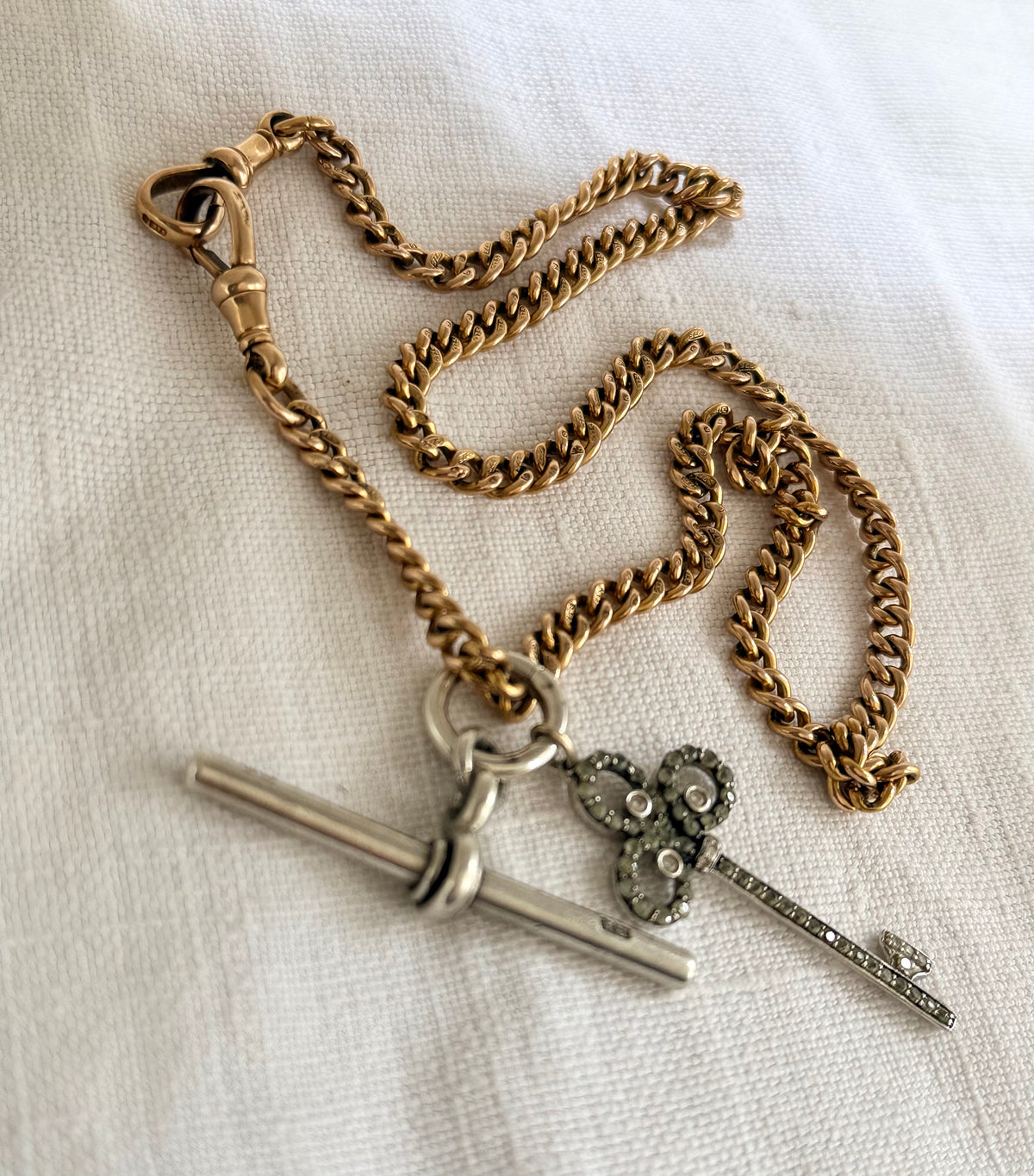 .1920 .375 .9ct antique desirable Edwardian graduated solid gold hallmark 375 gold fob chain necklace