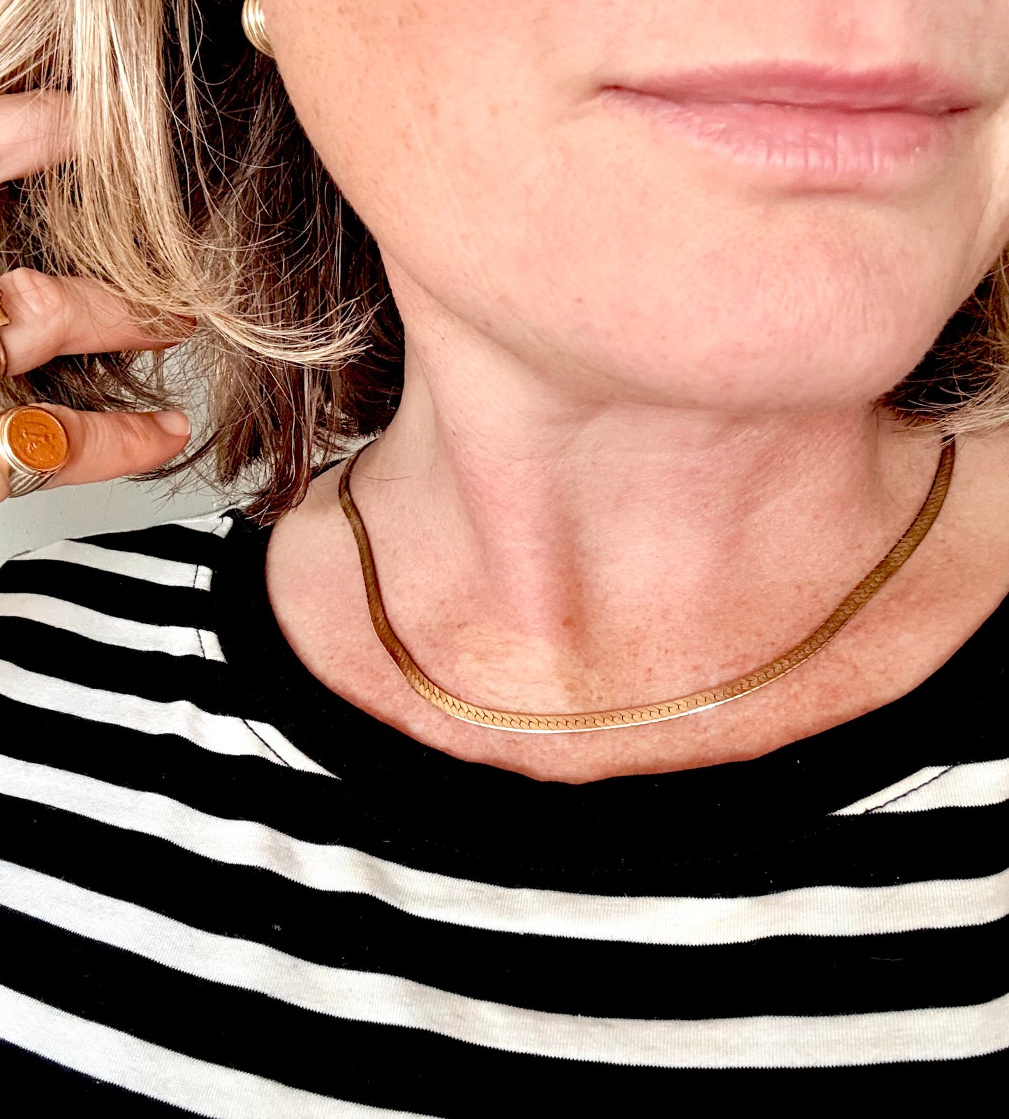 .1970s .1980s .375 .4mm wide .47cm long .9ct gold modernist Italian flat link luxury classic snake chain yellow gold chain necklace