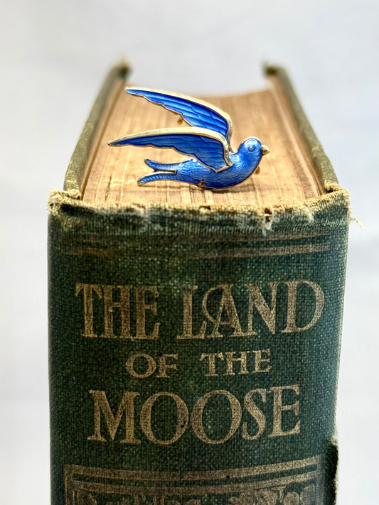 .1950s collectors bird dove royal blue enamel brooch by Hans Myhre of Oslo Norway