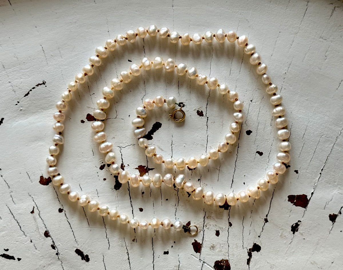 .9ct gold luxury baroque cultured pearl real pearl string of micro luxury pearls necklace