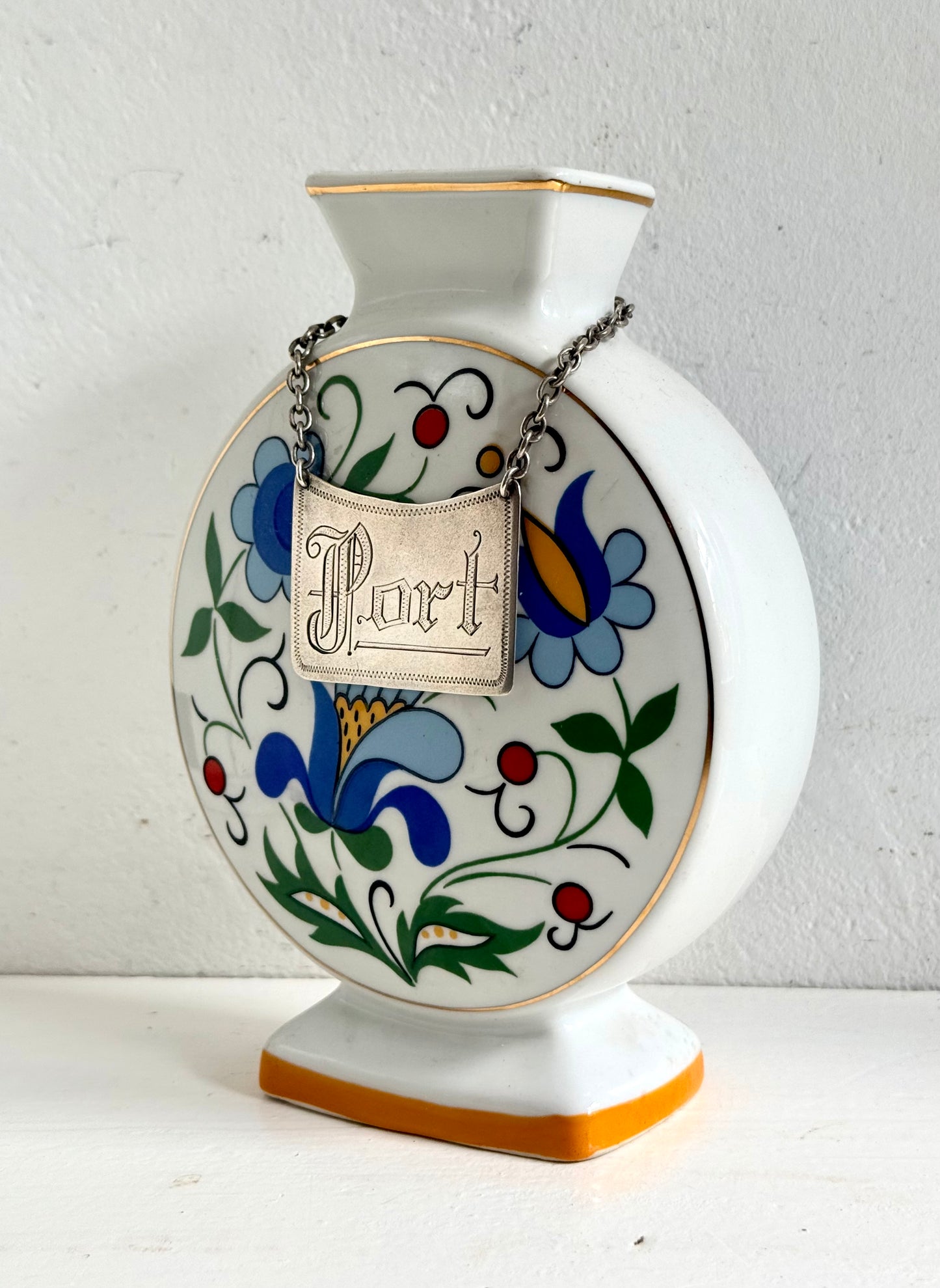 .925 alcohol Port decanter sterling silver liquor bottle label tag