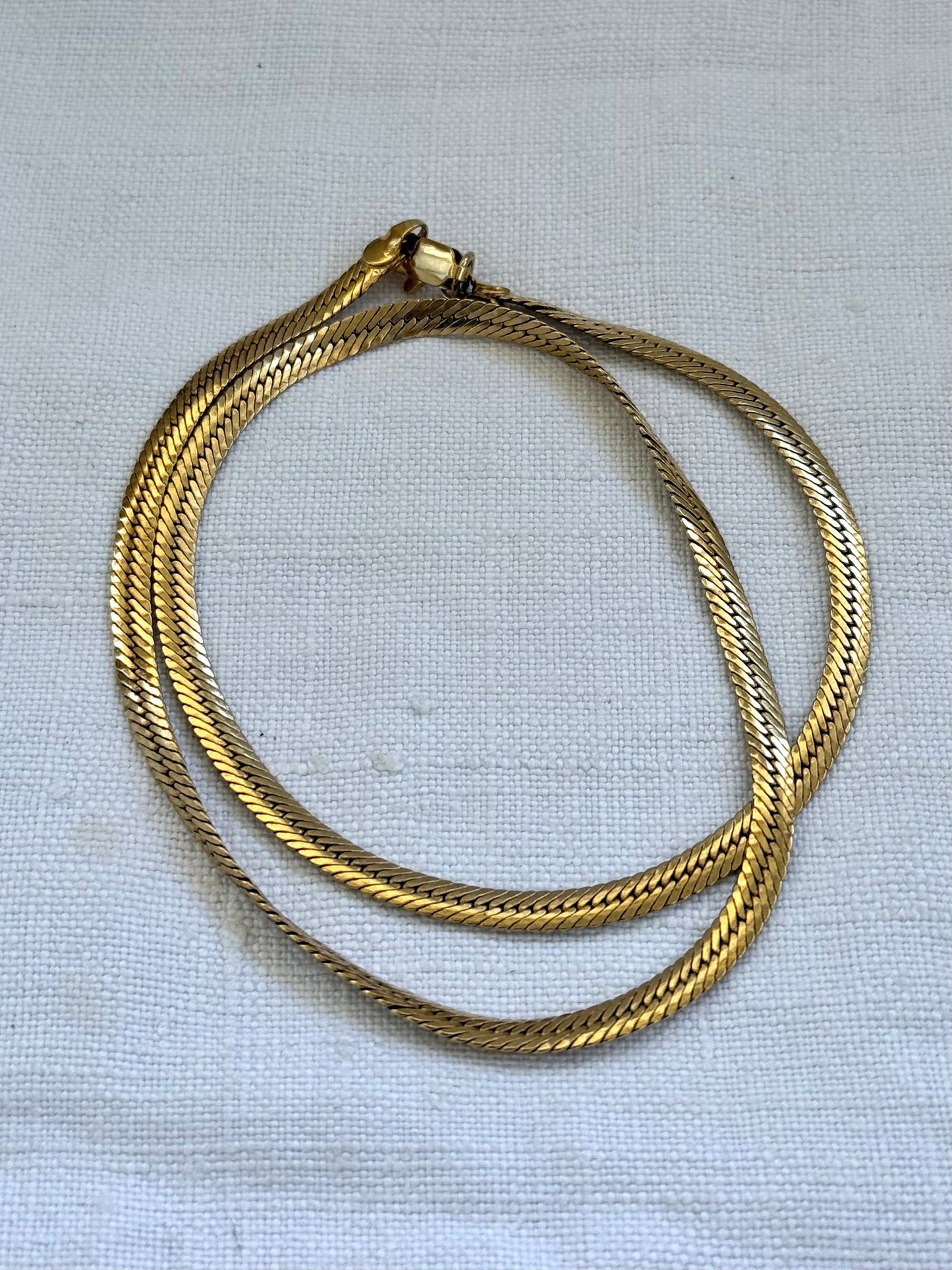 .1980s .375 .9ct gold modernist flat link solid luxury tight link flat link yellow gold classic snake chain link luxury 4mm wide gold chain necklace