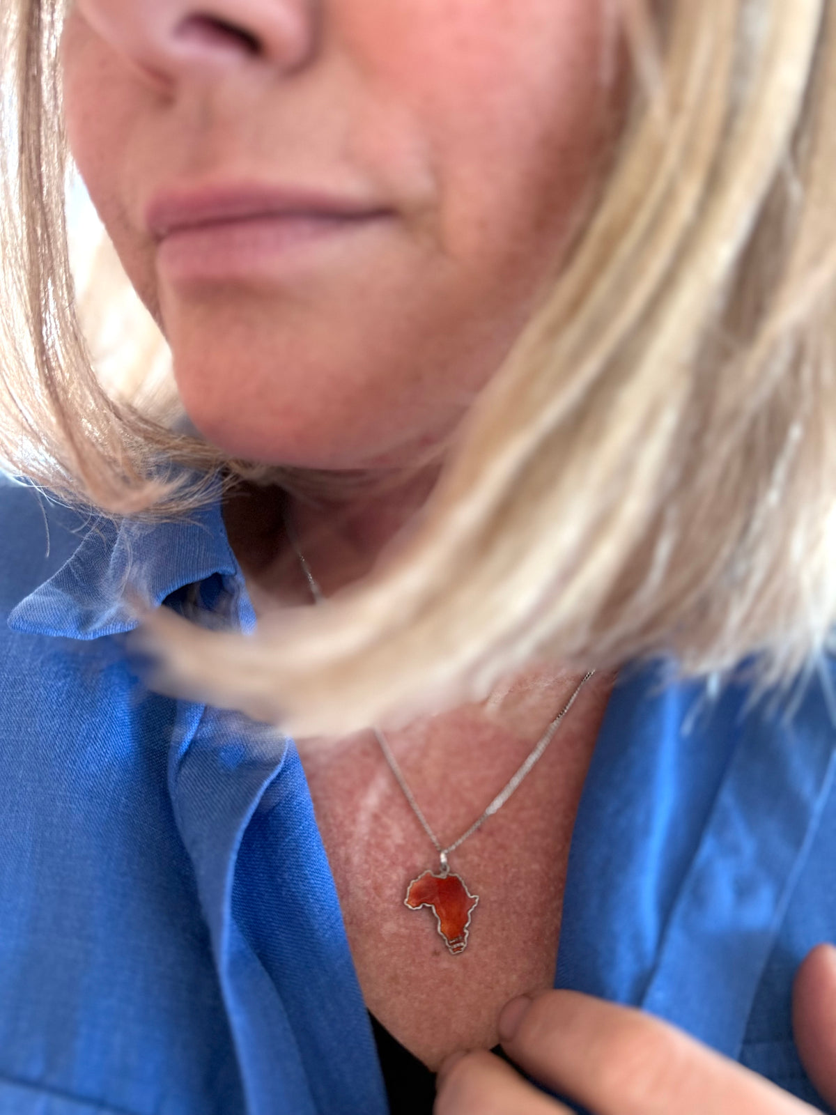 .1930s .1940s .925 Africa map Cape Town red Enamel Thomas L Mott sterling silver African pendant on chain