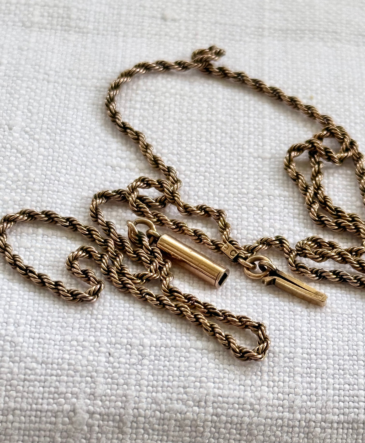 .1900s .375 .9ct true antique 9ct warm rose gold Edwardian fancy rope weave gold luxury chain barrel clasp antique chain necklace