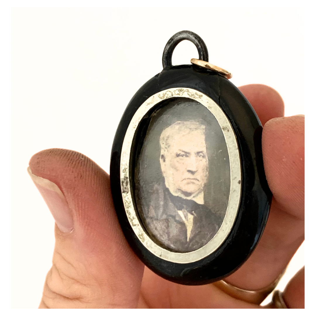 .1870s .1880s antique Victorian era rare and gorgeous natural Pearls and French Jet gold detailed Mourning locket pendant