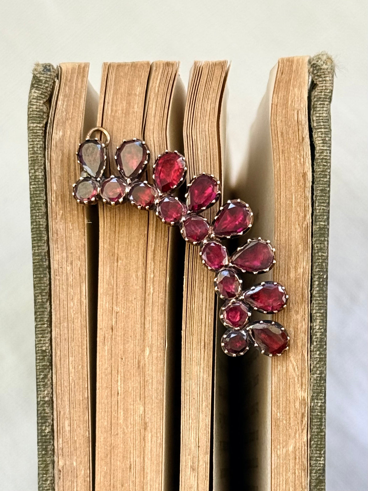 .14ct .1800s antique Georgian flat top Garnet gemstone heirloom gold tiara brooch