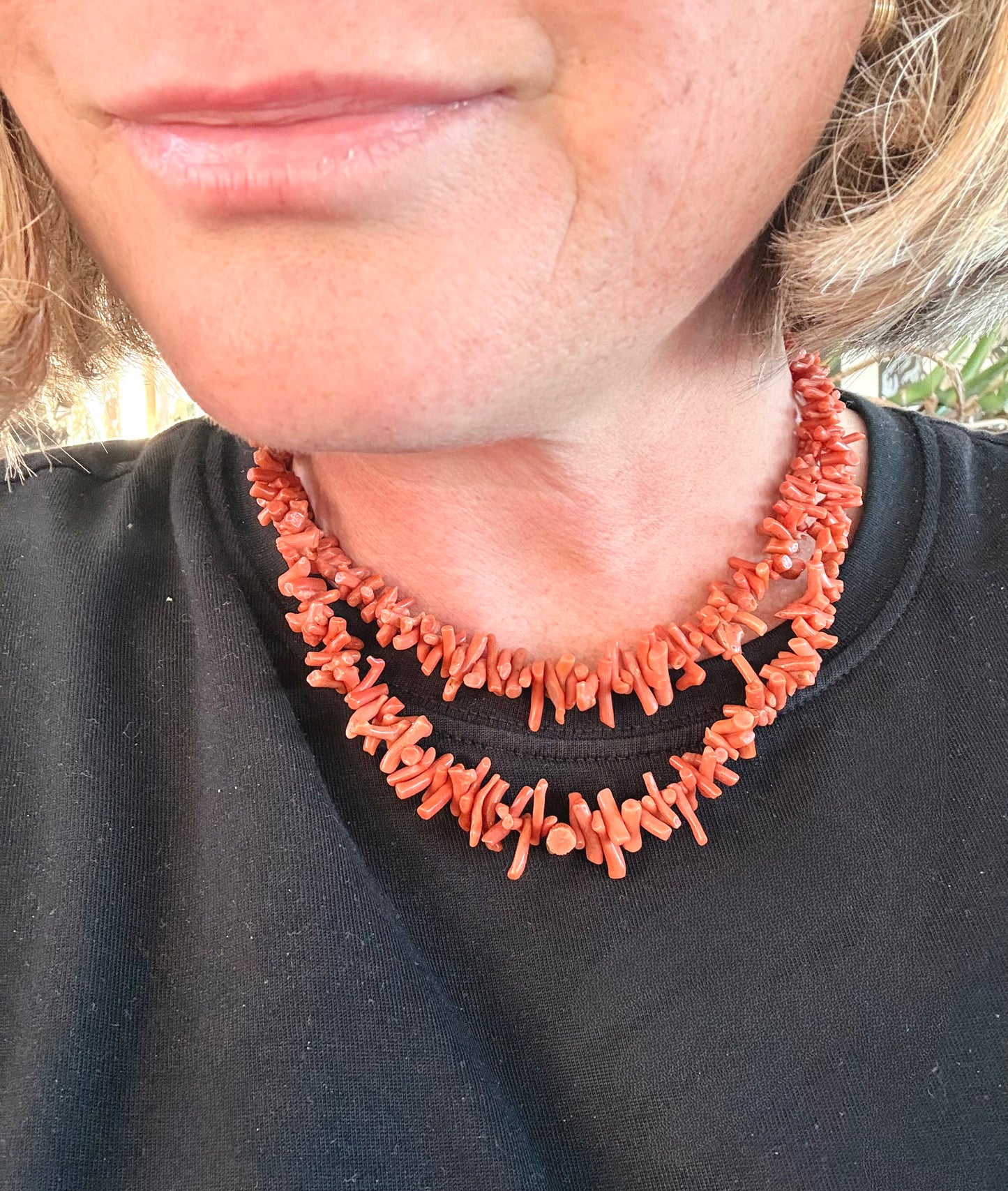 .1900s .2 strand double strand .375 .9ct gold Natural Red Salmon Sardinian Coral branch treasured heirloom double necklace