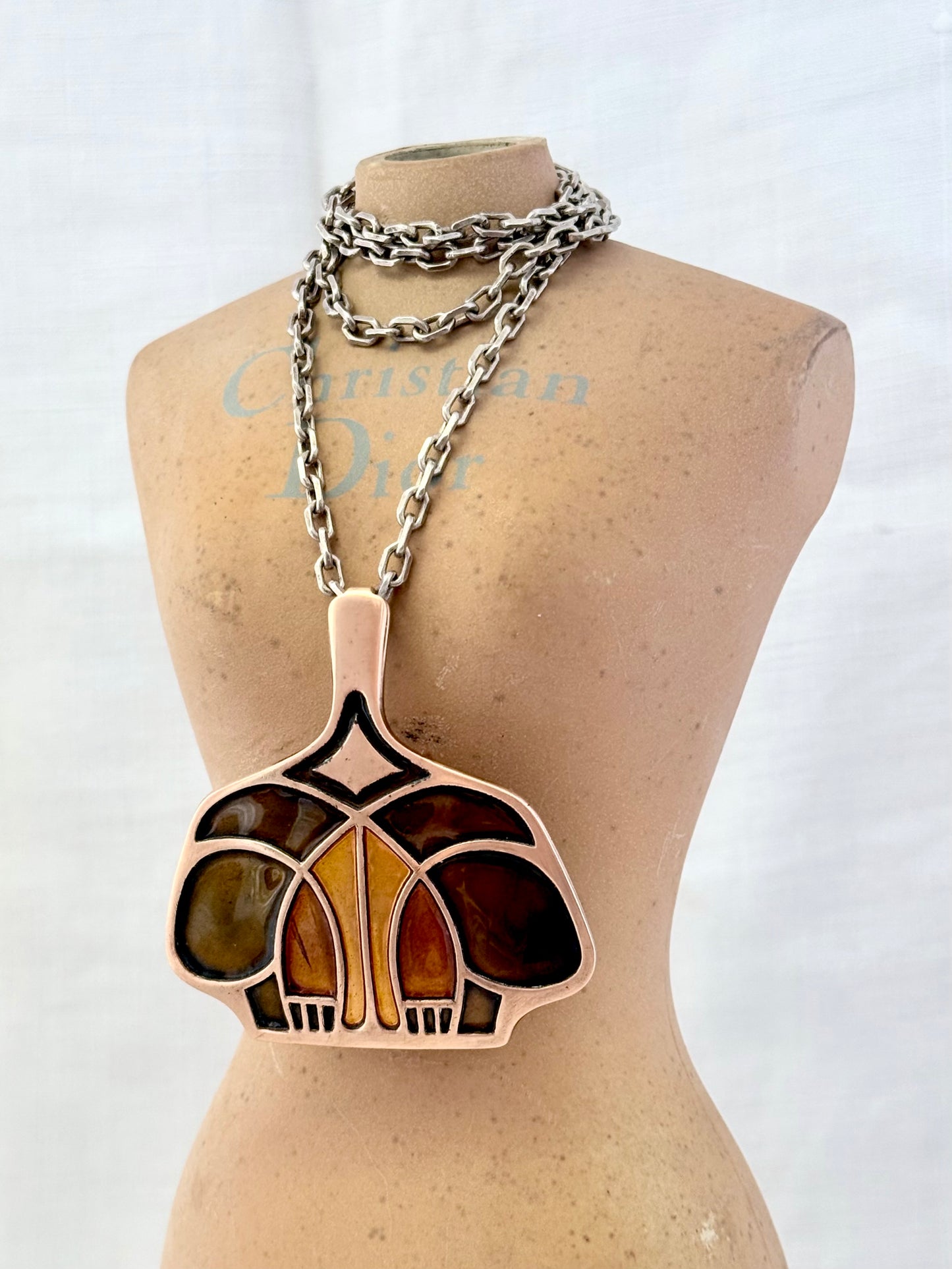 .1960s arts & crafts David Andersen designer rare Unn Tangerud iconic copper enamel minimalist Mid Century Modern Scandinavian large pendant